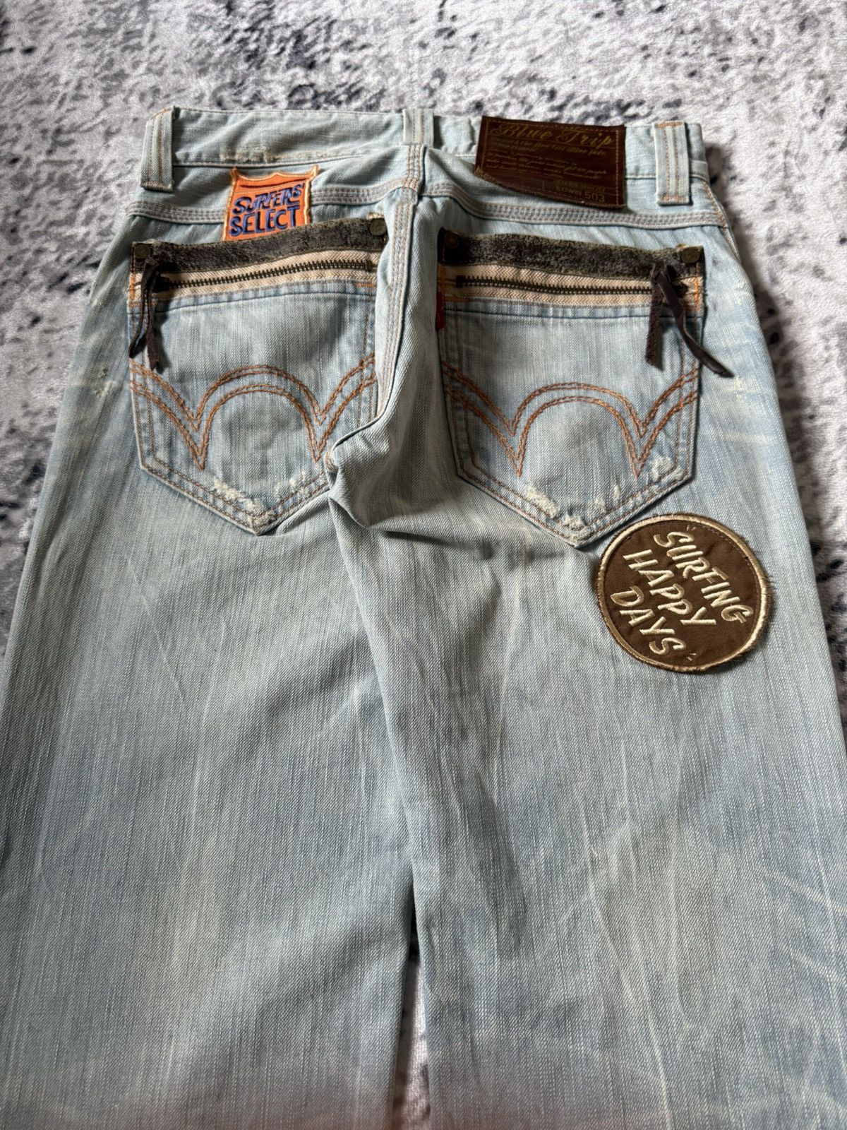 Japanese Brand Edwin 503 Japan Surfer Edition Patched Distressed Jeans Size US 29 - 11 Thumbnail