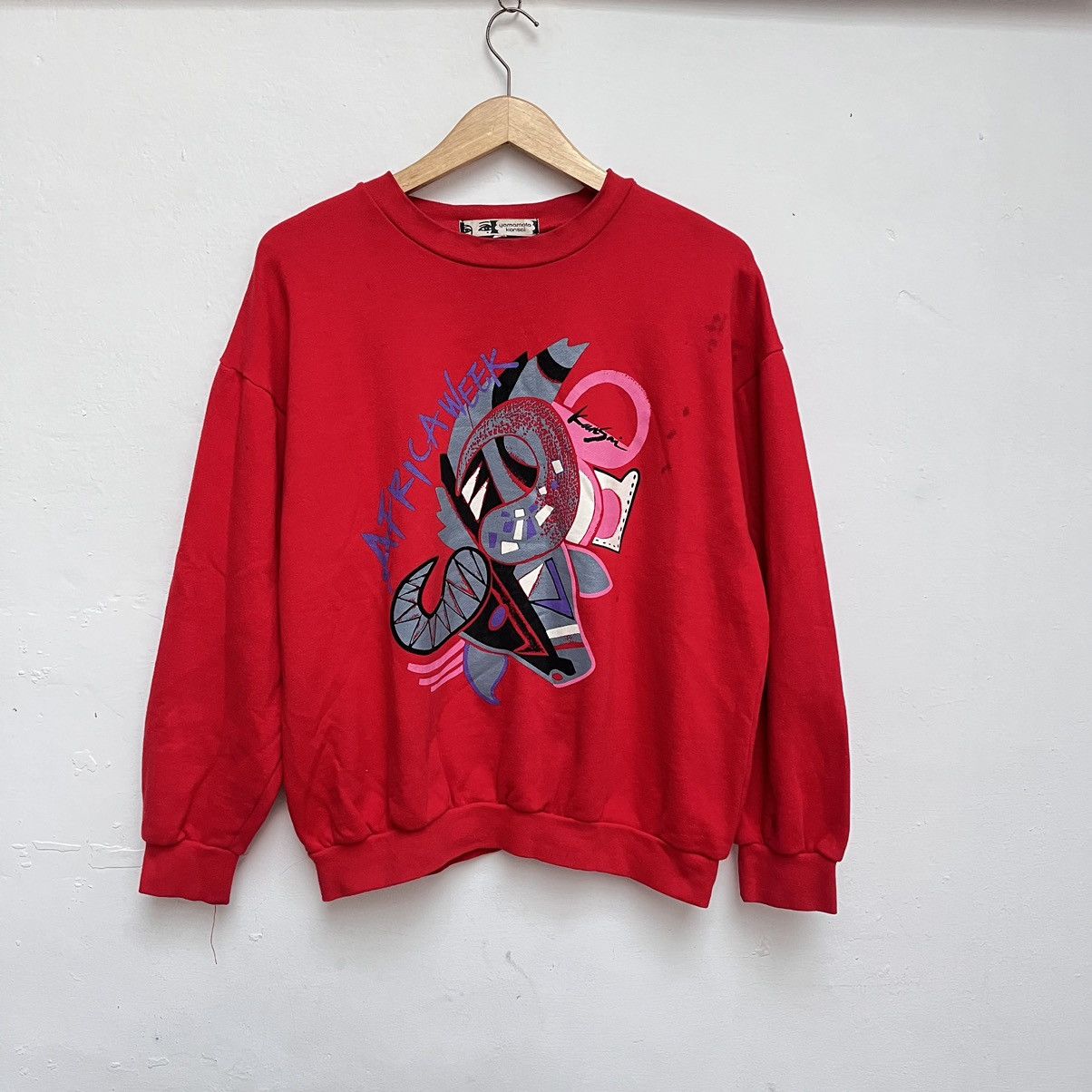 Designer × Kansai Yamamoto 1980,s Kansai Yamamoto Eye Sweatshirt "africa week" Size US L / EU 52-54 / 3 - 1 Thumbnail