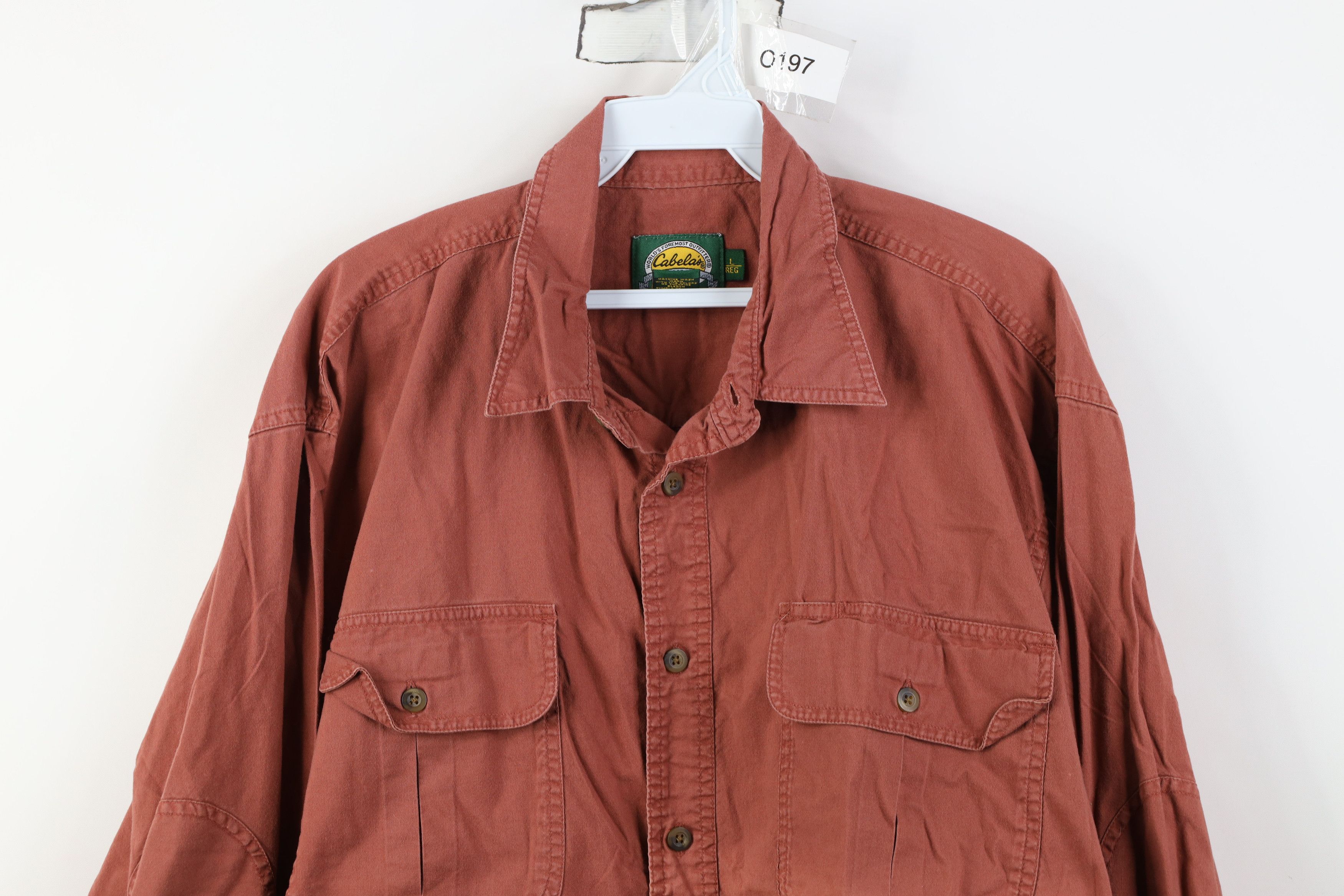Cabelas Vintage 90s Cabelas Patch Collared Button Shirt Red Cotton Size US L / EU 52-54 / 3 - 2 Thumbnail
