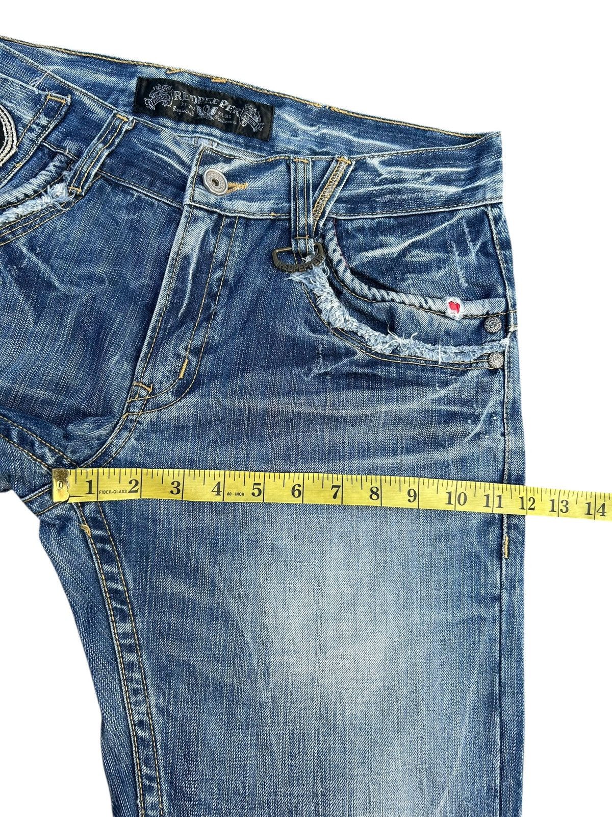 Kapital RED PEPPER JAPAN HIPPIES SMILE DISTRESSED DENIM JEANS Size US 34 / EU 50 - 21 Thumbnail