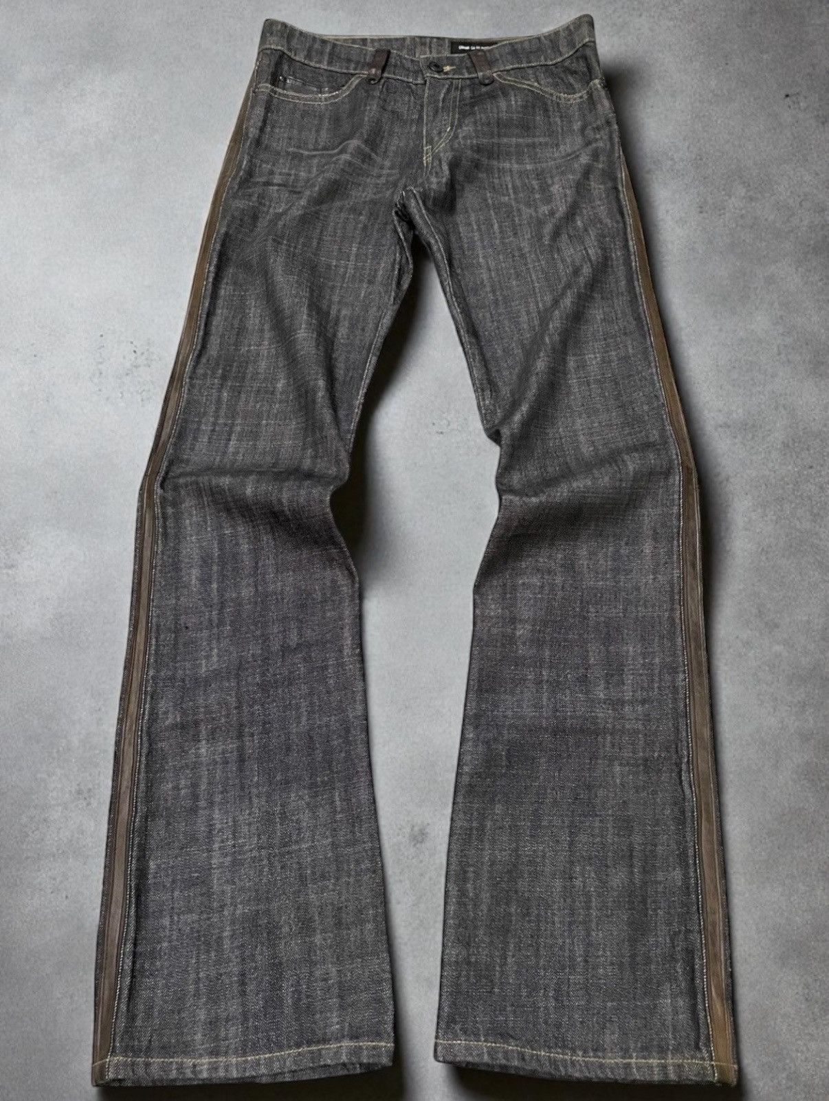 Le Grande Bleu (L.G.B.) Comme Ca Du Mode Leather Side Trimmed Flared Jeans Size US 30 / EU 46 - 1 Thumbnail