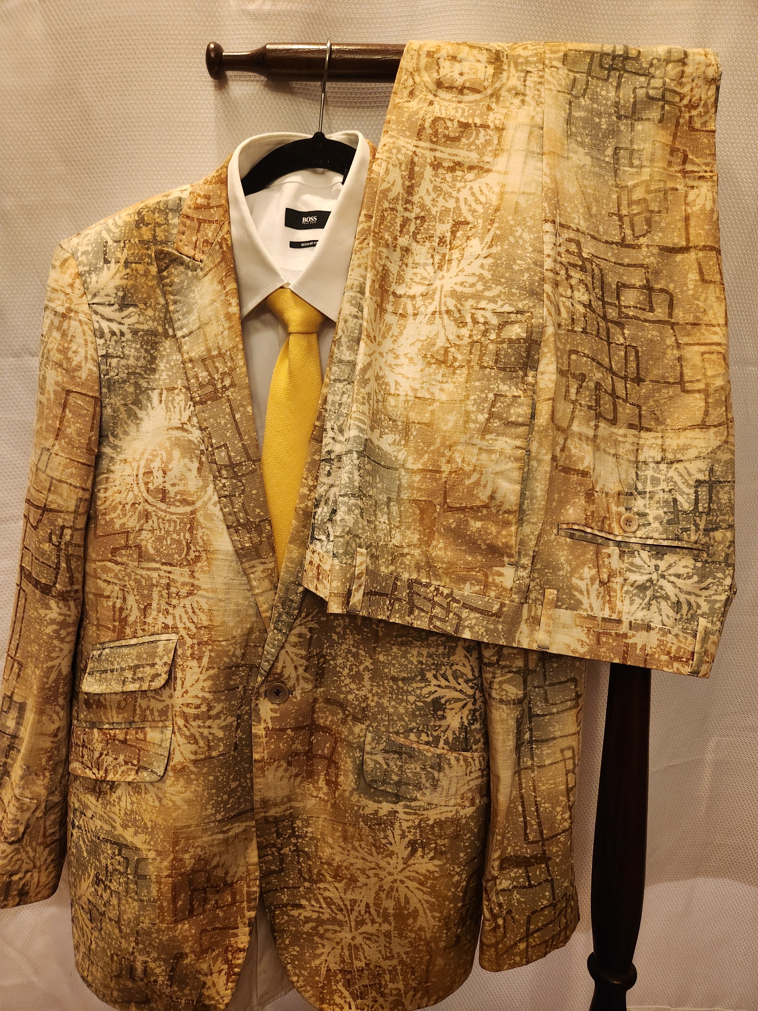 Other Jean Courcel 100% Wool Abstract Designed Men's Suit Size 38R - 1 Thumbnail