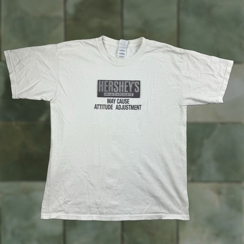 Gildan VINTAGE Herseys Chocolate T Shirt Adult Large White Funny Attitude Adjustment Shirt Mens 90s Y2K Size US L / EU 52-54 / 3 - 1 Thumbnail