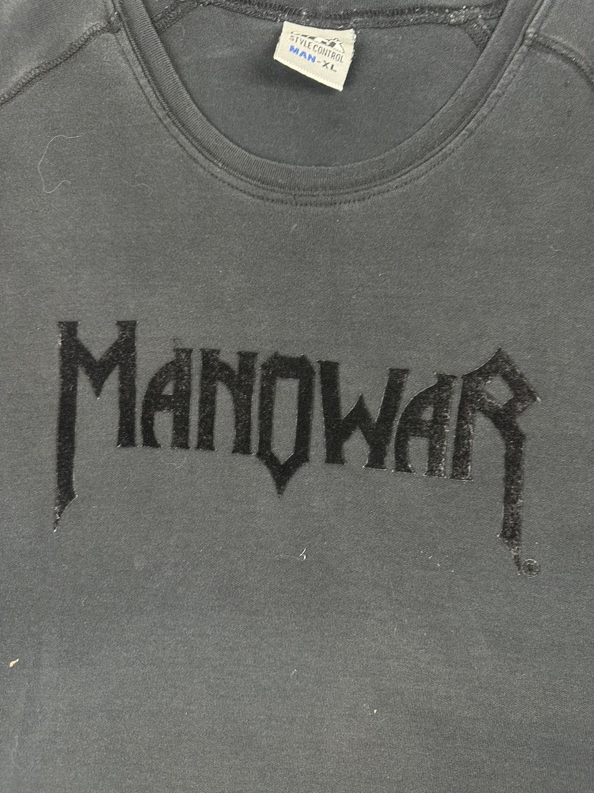 Gildan Manowar Vintage Rare Distressed Band Rock Crop Shirt Size US XL / EU 56 / 4 - 8 Thumbnail