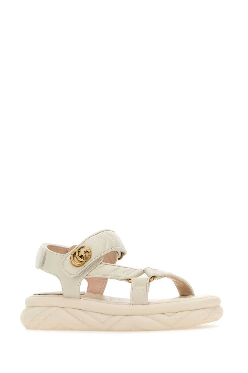 Gucci o1s1wg110225 GG Leather Sandals in Ivory Size US 10.5 / IT 40.5 - 2 Thumbnail