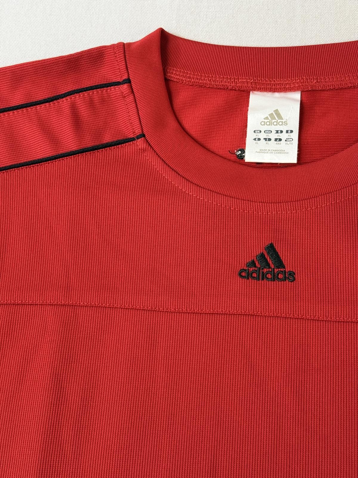 Adidas Adidas Soccer Jersey Red Thin 3 Stripes Center Hit XL Size US XL / EU 56 / 4 - 4 Thumbnail