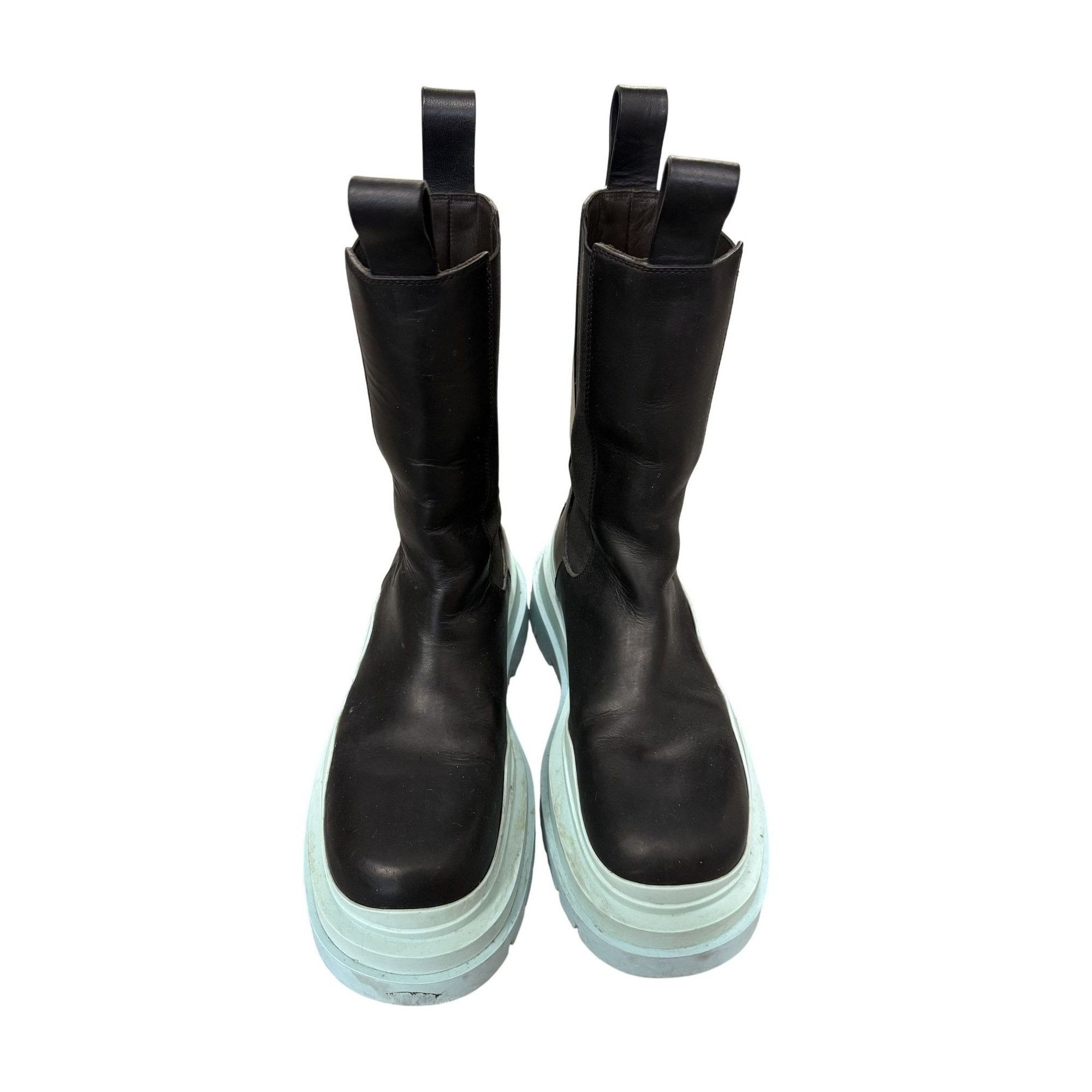 Bottega Veneta Bottega Veneta Womens Platform Leather Boots Black W/ Light Size US 7 / IT 37 - 9 Thumbnail