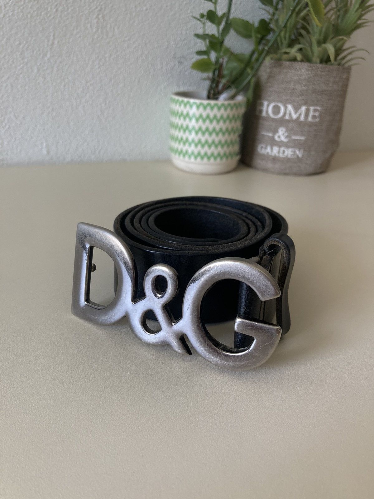 Shops Vintage Dolce & Gabbana D&G Belt w/Silver-tone Logo Buckle