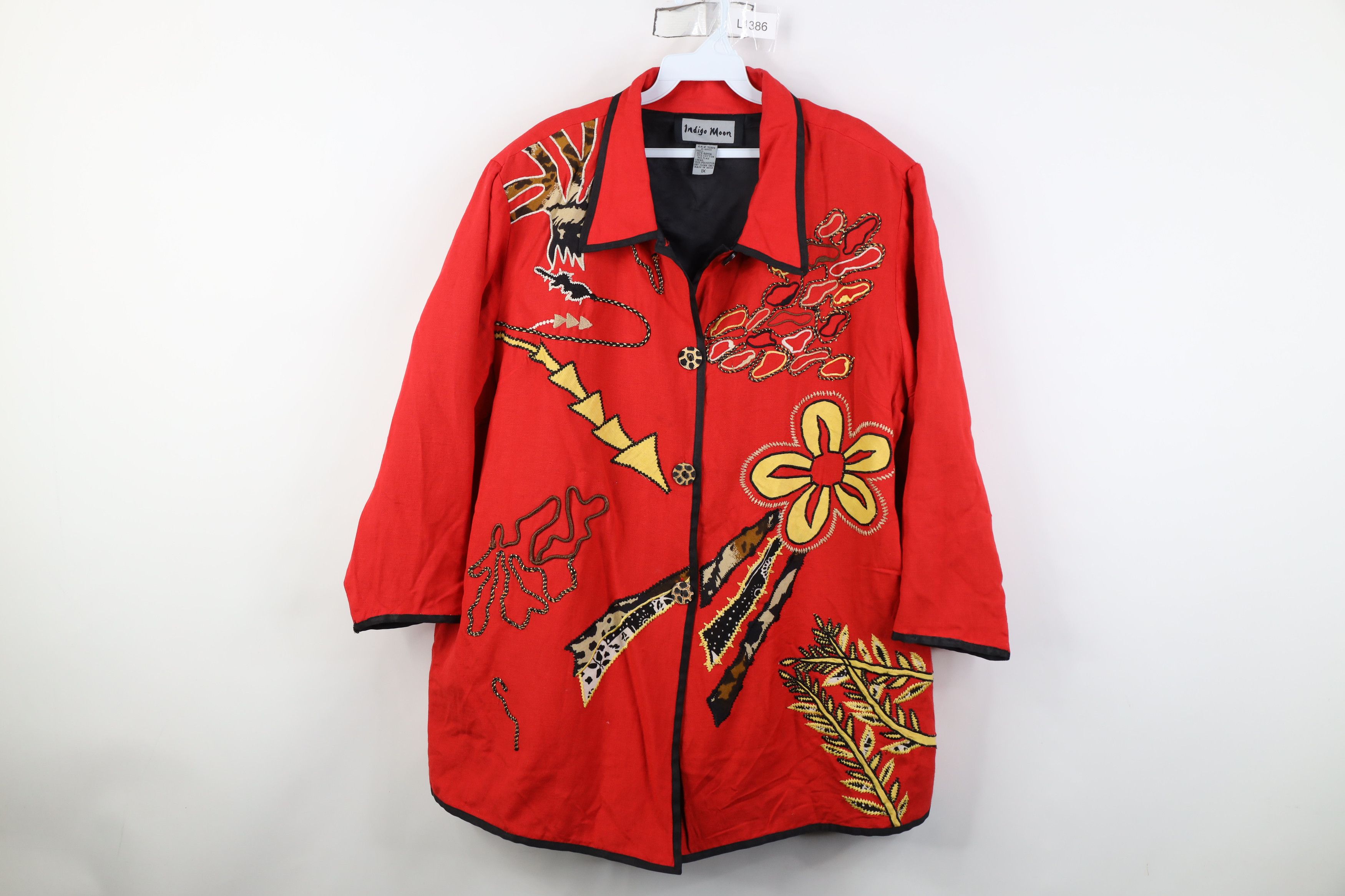 Vintage Vintage 90s Streetwear Abstract Art Flower Blazer Jacket Size XL / US 12-14 / IT 48-50 - 1 Thumbnail