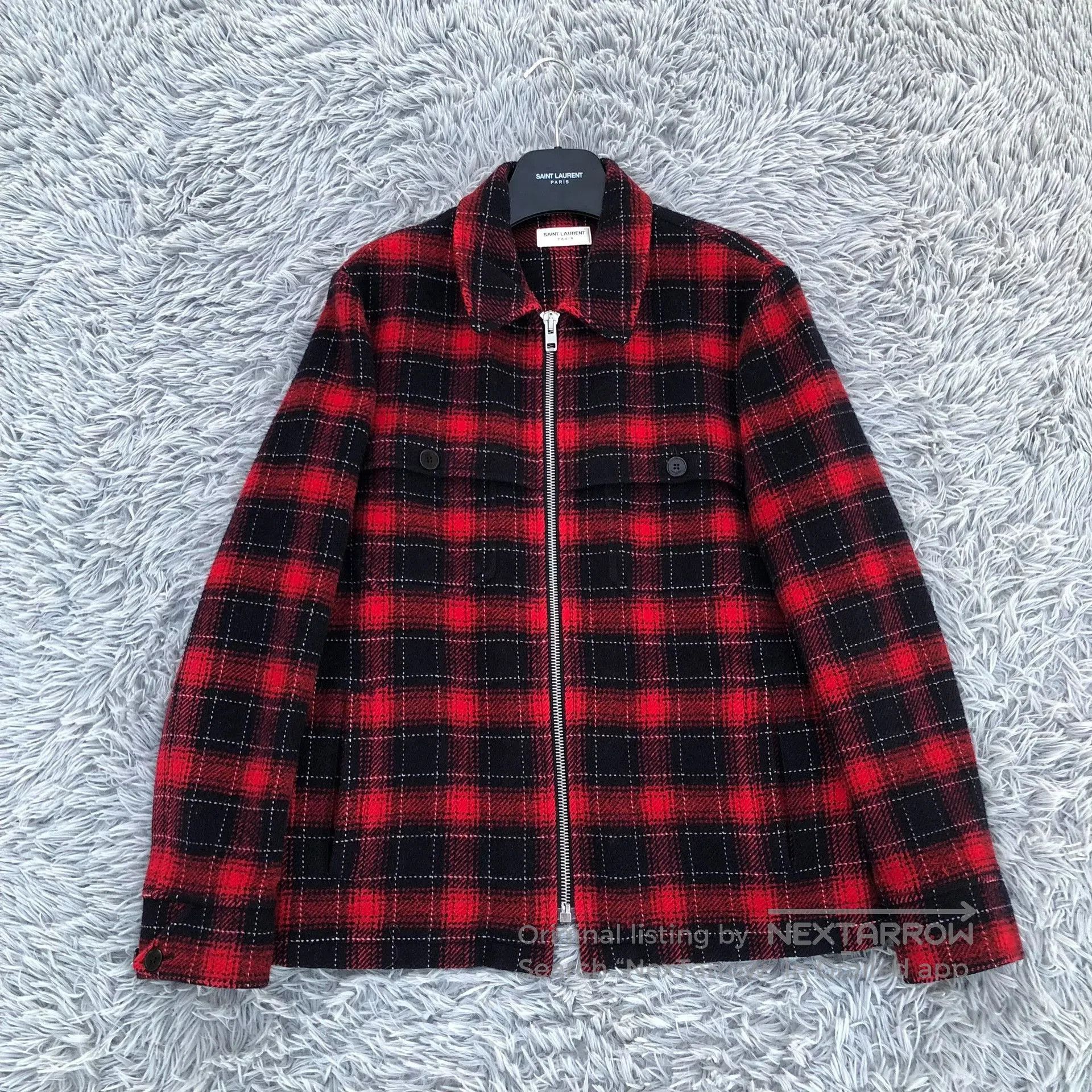 Saint Laurent Paris Saint Laurent 13FW Red Plaid Zip Jacket. Size US L / EU 52-54 / 3 - 1 Thumbnail