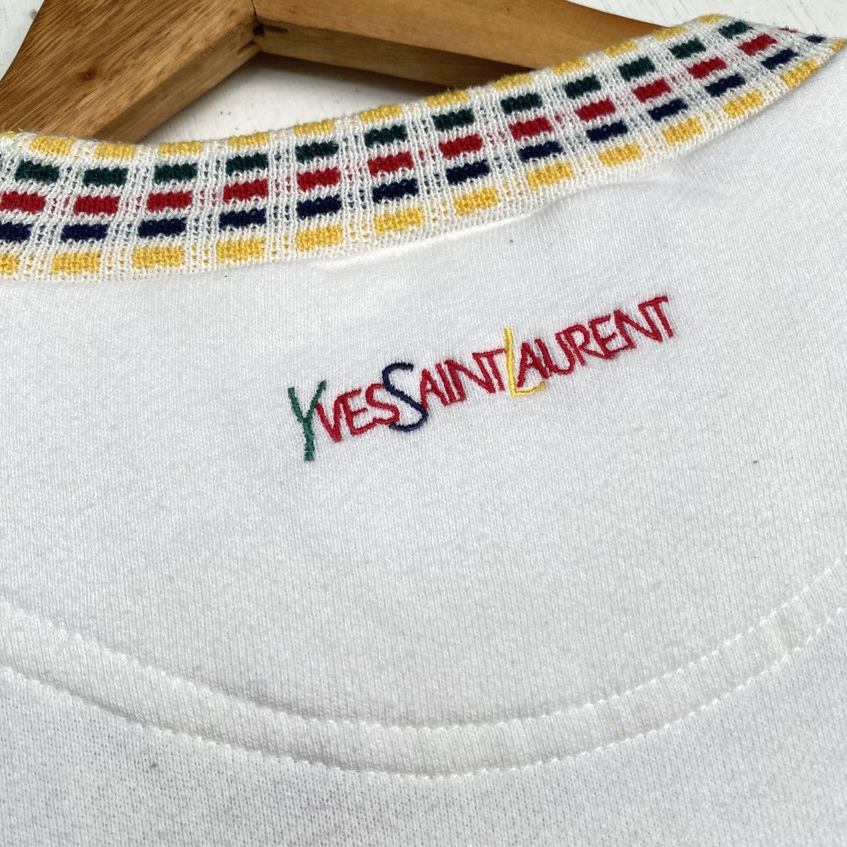 Yves Saint Laurent Vintage YSL Big Logo Spellout Embroidery Crewneck Size US L / EU 52-54 / 3 - 9 Thumbnail
