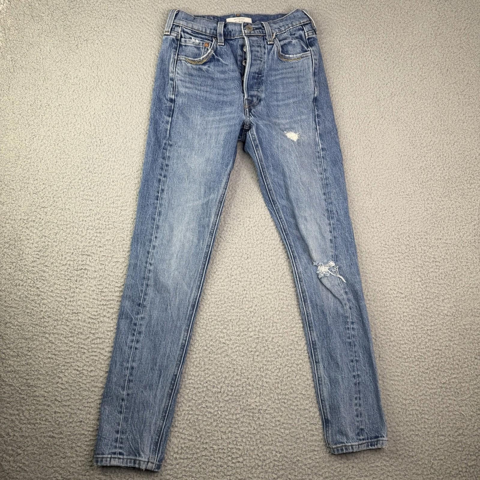 Levi's Women's Levis 501 Skinny Altered Distressed Jeans Sz 24 x 28 Size 24" / US 00 / IT 34 - 2 Thumbnail