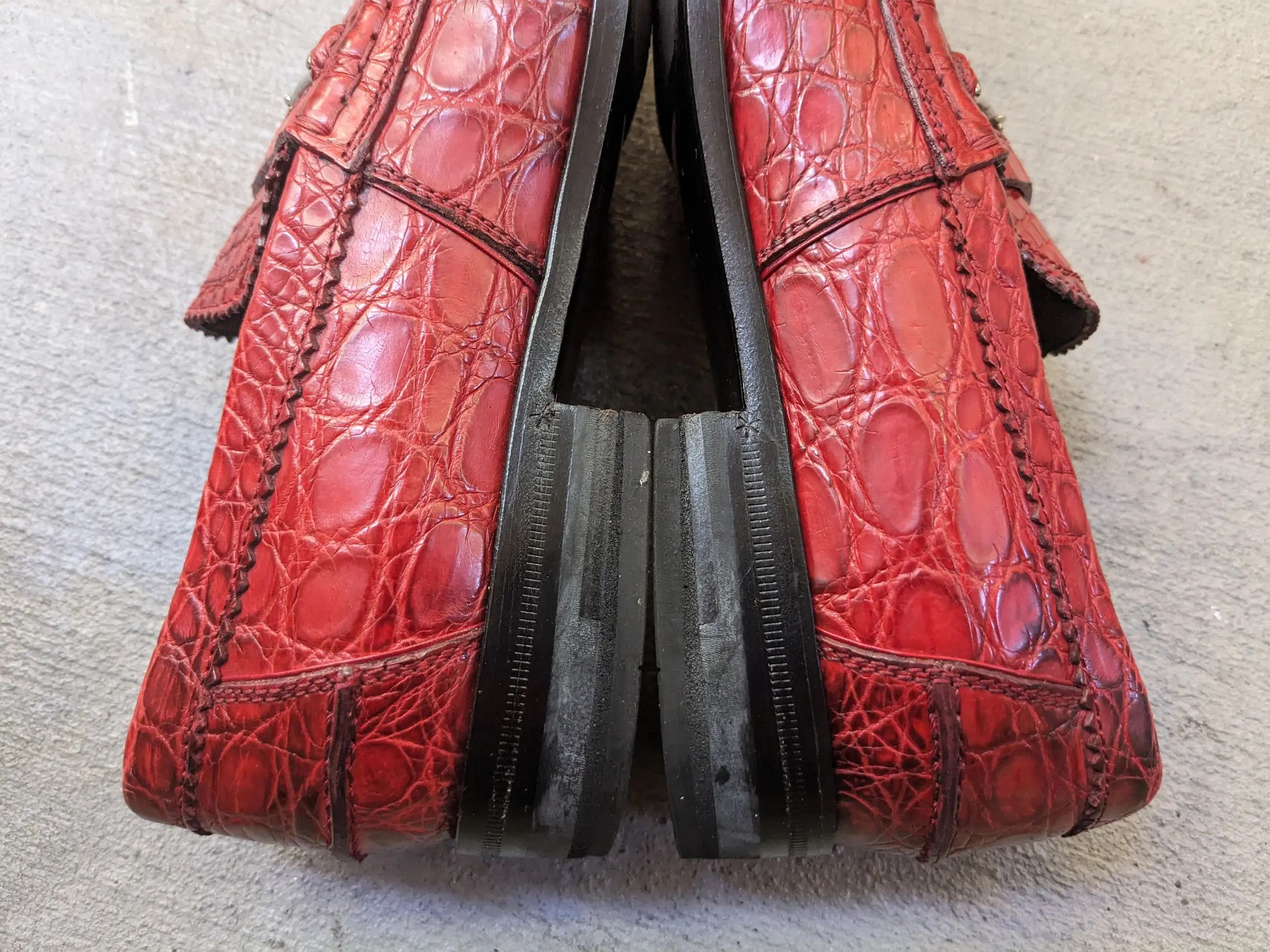 Gucci Gucci Horsebit Loafers Red Crocodile 7.5 Snaffle Bit Exotic Size US 7.5 / EU 40-41 - 13 Thumbnail