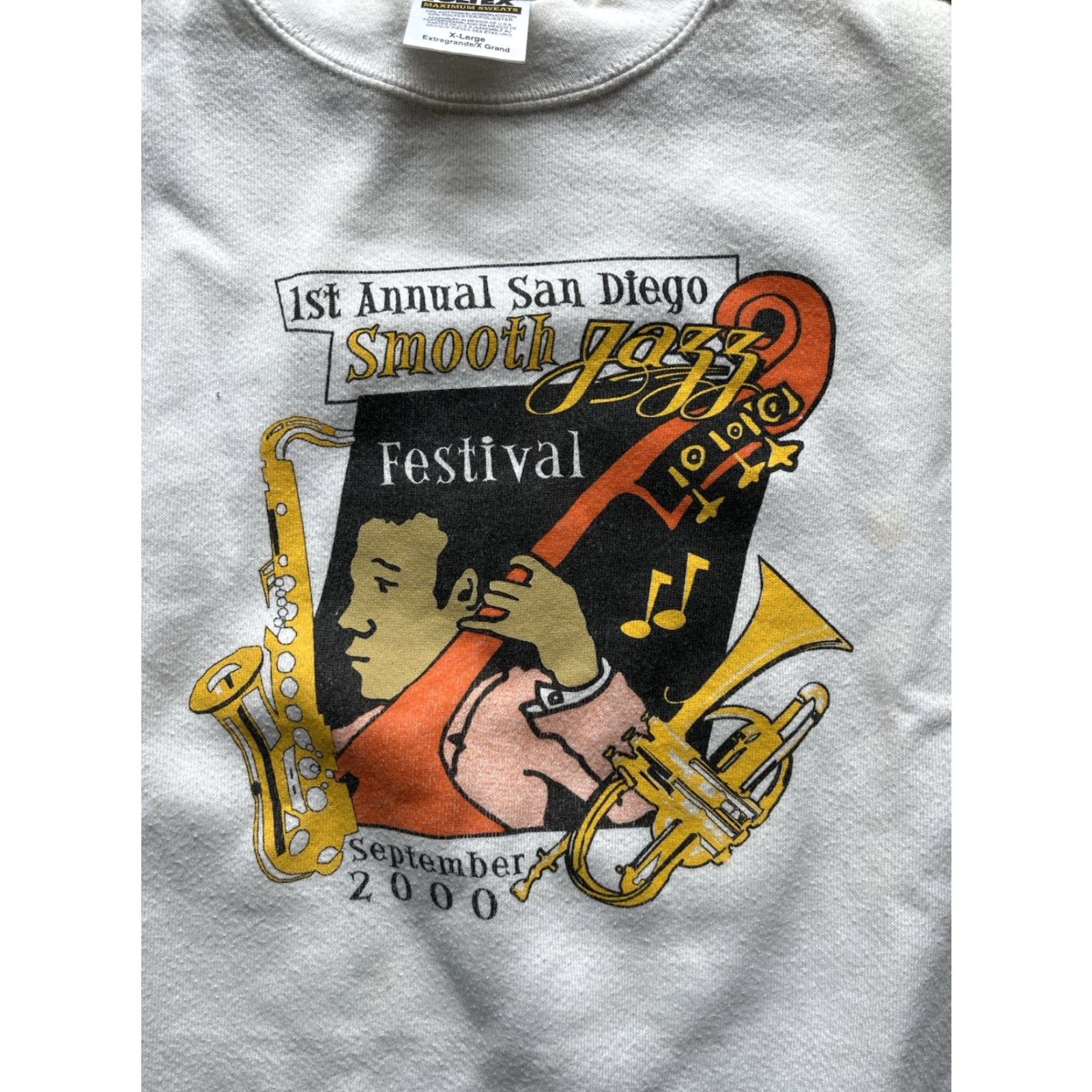 Tultex VINTAGE Tultex Men's Sweatshirt White San Diego Jazz Fest XL PILLING Crew Y2K Size US XL / EU 56 / 4 - 2 Thumbnail