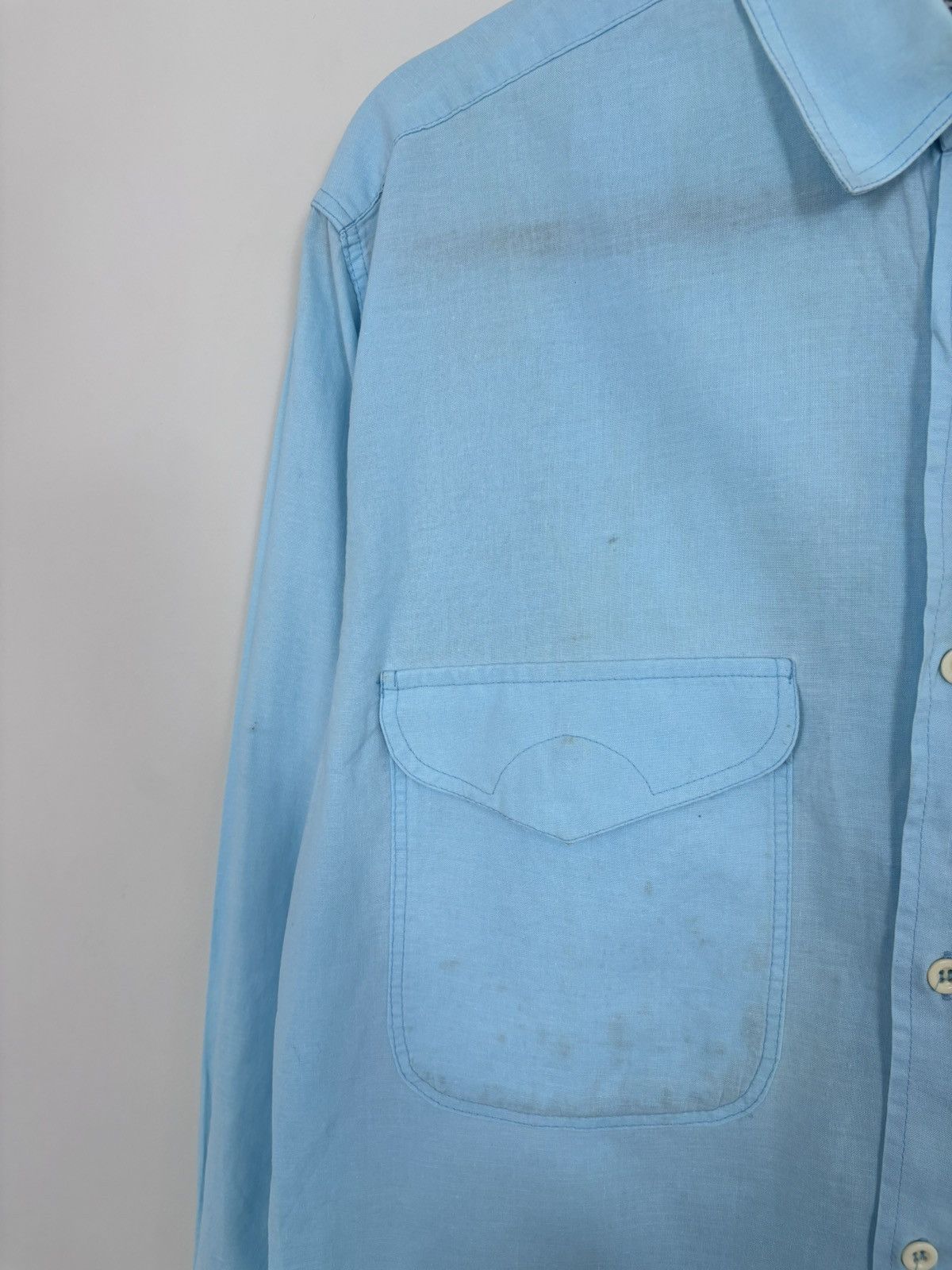 Valentino Vintage 1990s Valentino Jeans Men’s Blue Long Sleeve Shirt Size US M / EU 48-50 / 2 - 2 Thumbnail