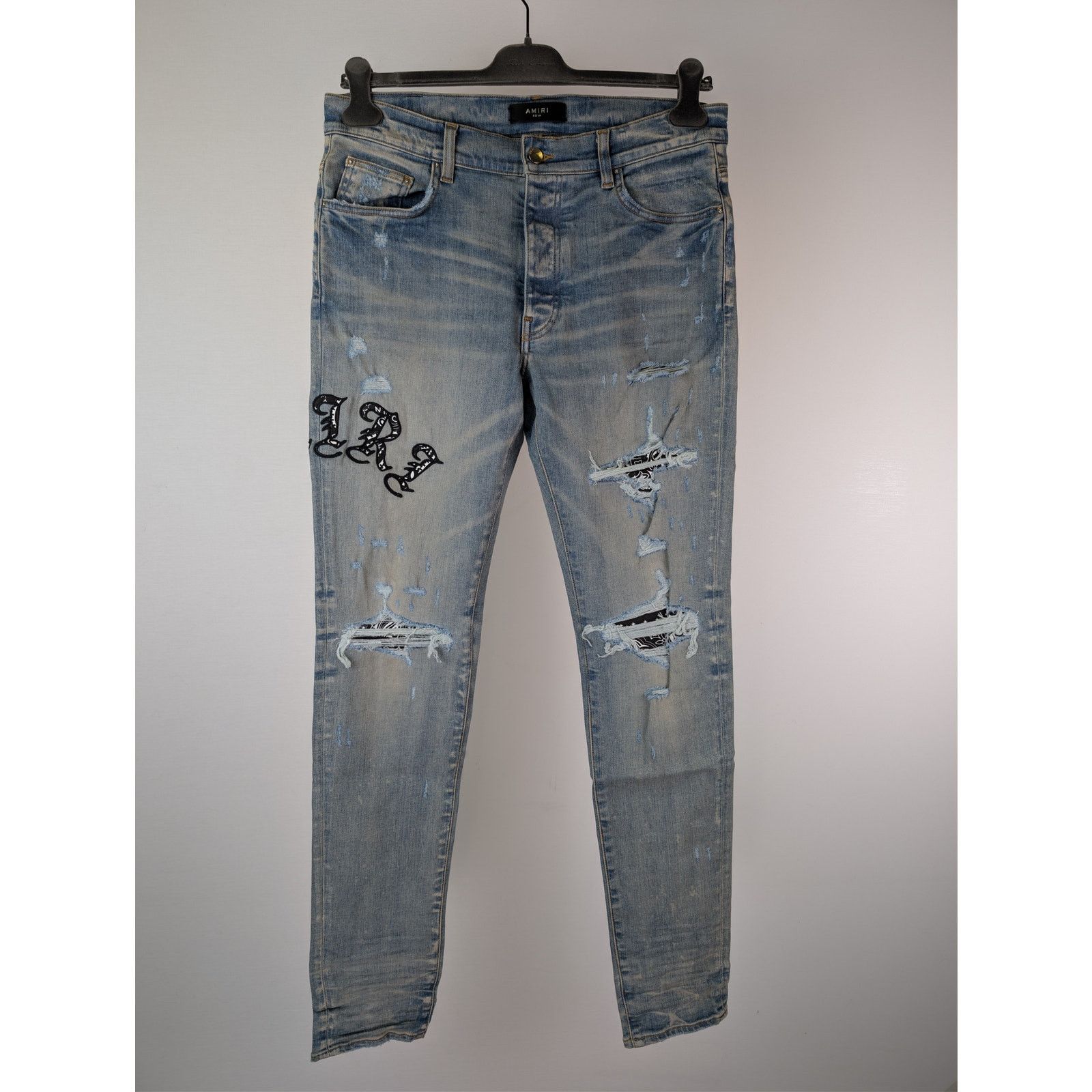 Amiri o1rshd1 Old English Logo Jean Denim Jeans Clay Indigo Size US 34 / EU 50 - 11 Thumbnail