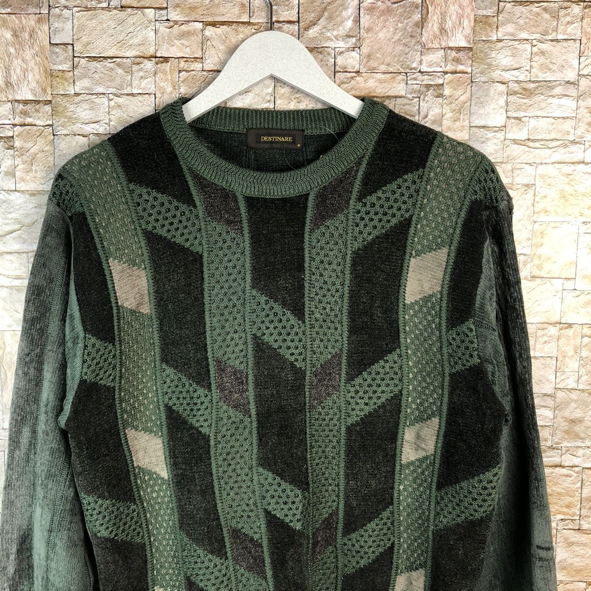 Japanese Brand Destinaren checkered vintage Green Knitwear #A1200 Size US S / EU 44-46 / 1 - 5 Thumbnail