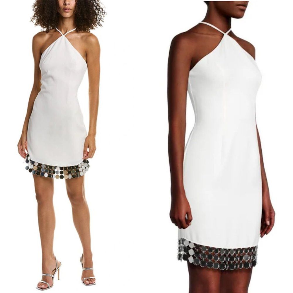 NWT New $395 Liv Foster Disc Fringe Halter Mini Dress 4