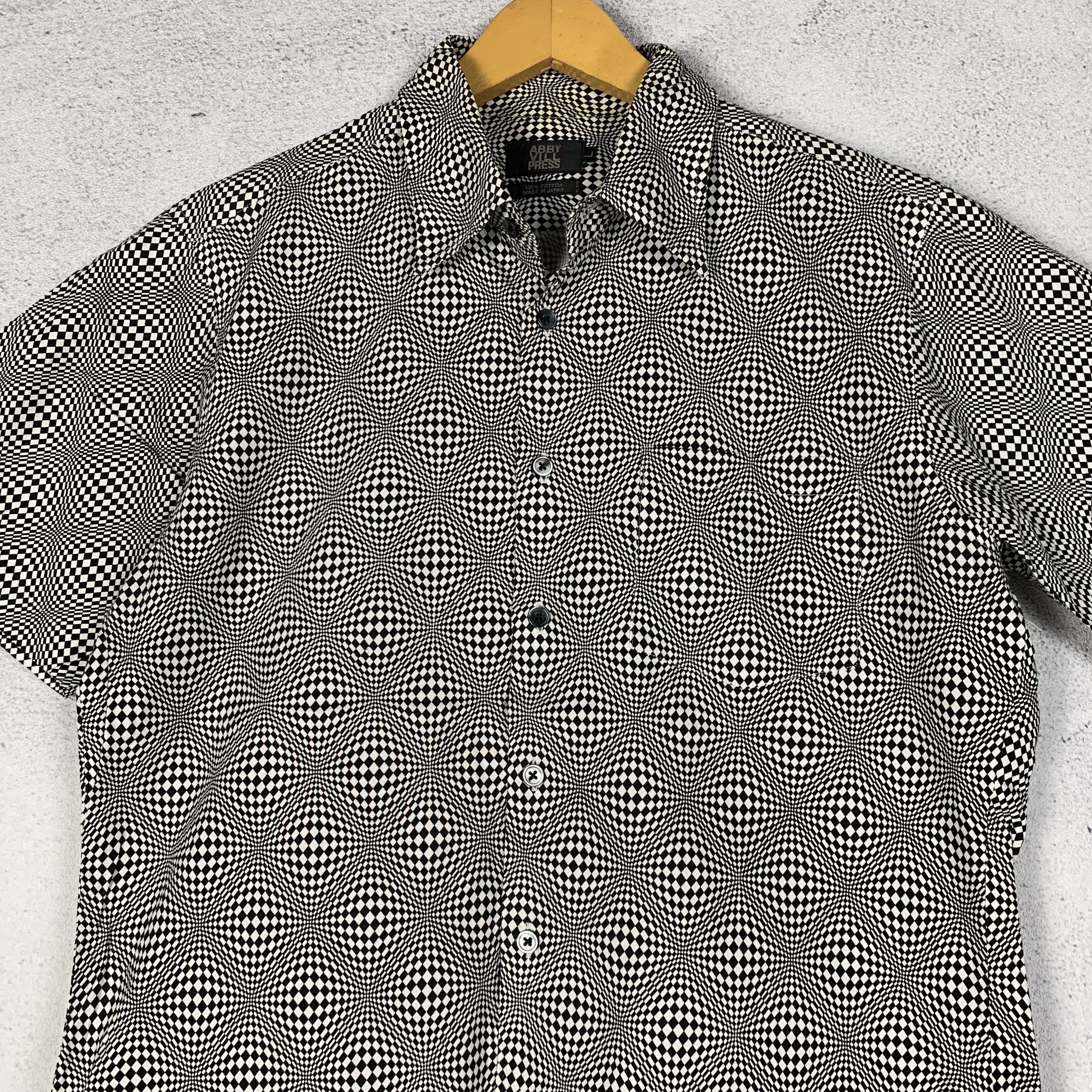 Japanese Brand Abby Vill Press Psychedelic Printed Shirt Checkered Size US L / EU 52-54 / 3 - 2 Thumbnail