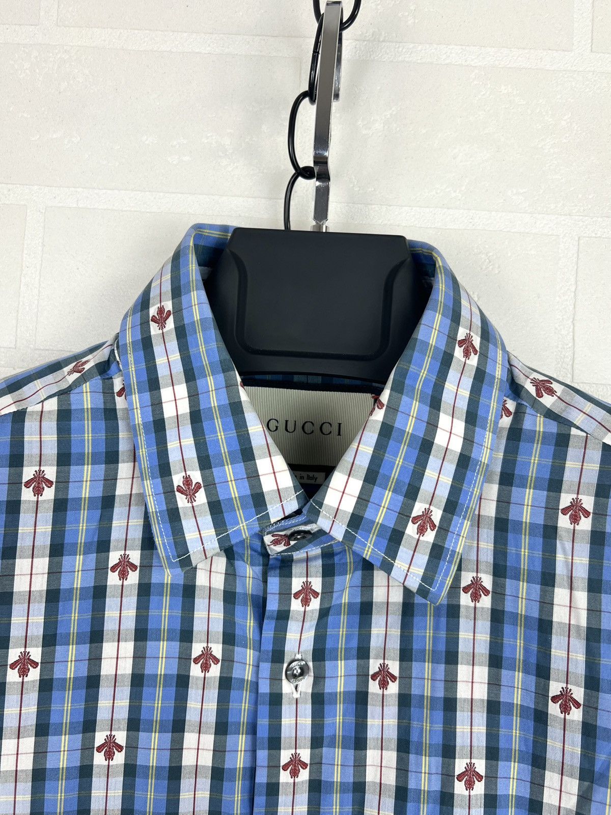 Gucci GUCCI Shirt Button Up Monogram Embroidered Bee Checkered Size US S / EU 44-46 / 1 - 8 Thumbnail
