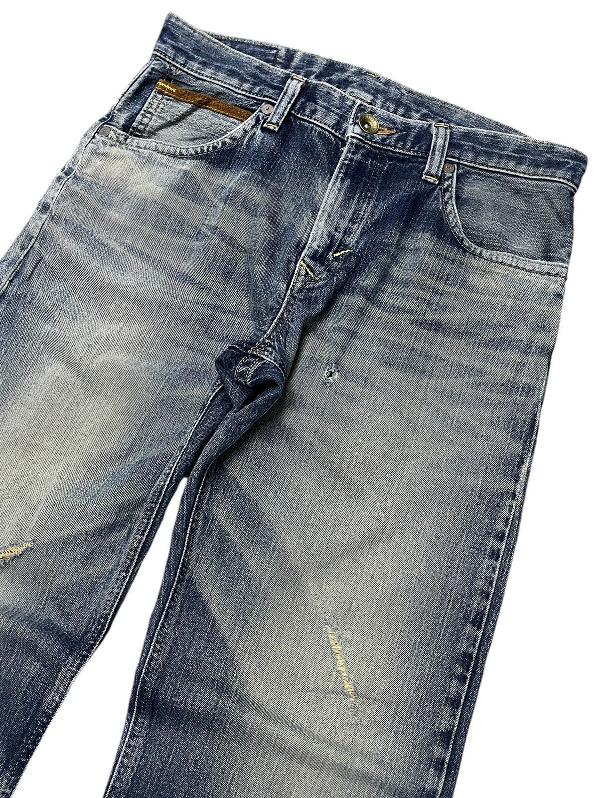 Edwin × If Six Was Nine × Vintage Edwin XV 404 Mud Wash Leather Trimmed Loose Jeans Size US 32 / EU 48 - 3 Thumbnail