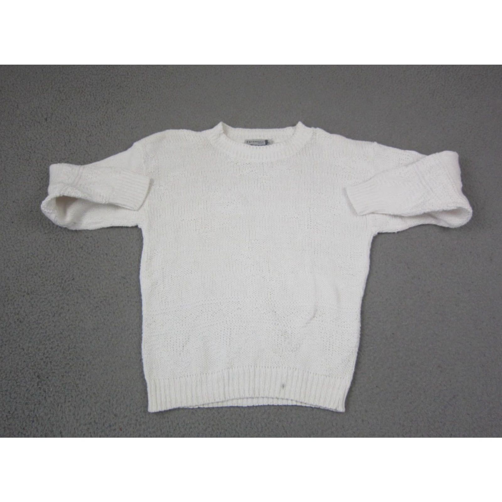 Vintage VINTAGE Diversity Sweater Womens S White Knit Pullover 90s Made in USA Crew Neck Long Sleeve Solid 100% Cotton Pullover Women Vintage 90s Size S / US 4 / IT 40 - 2 Thumbnail