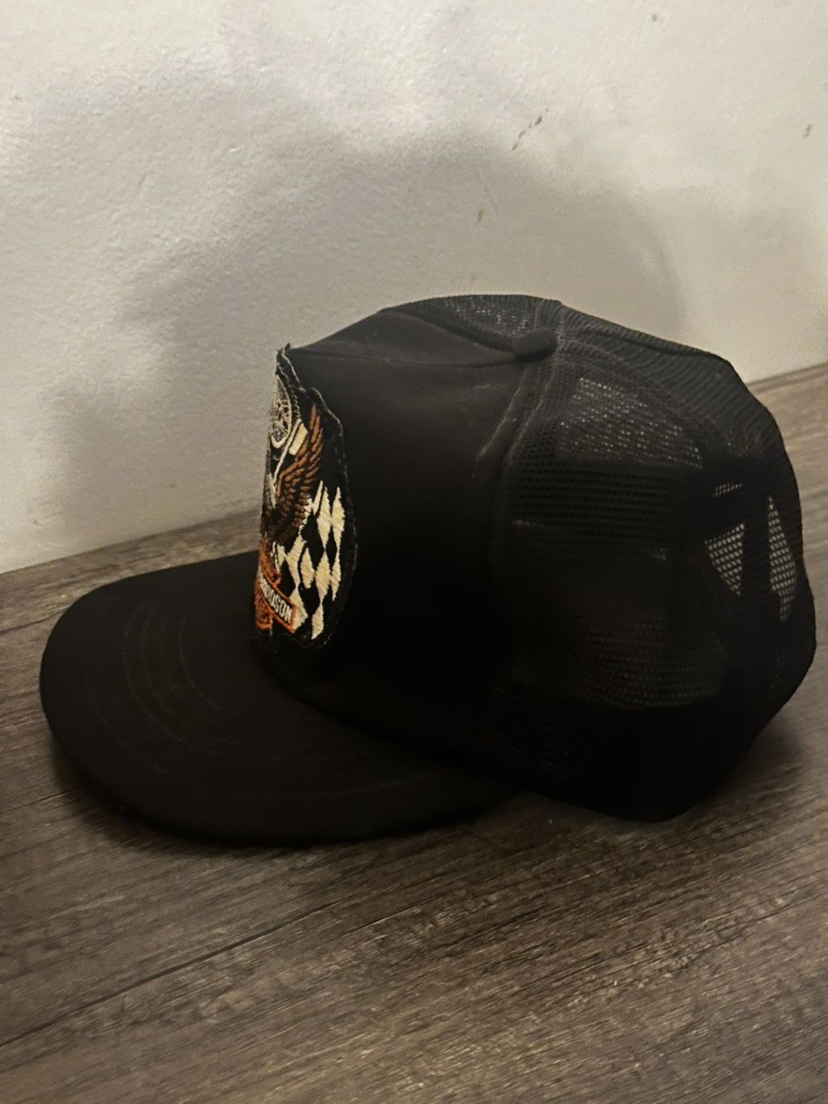 Harley Davidson Vintage 1983 HarleyDavidson Truck Hat Black Mesh embroidered Size 44 - 2 Thumbnail