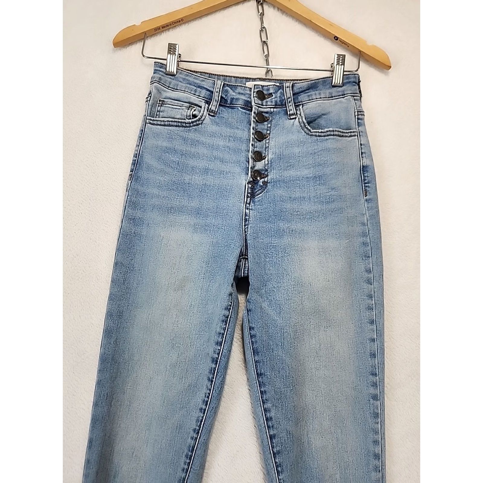 Denime VINTAGE? Jelly Jeans Mid Rise Skinny Stretch Denim Frayed Hem Womens Size 3 Ankle Jeans Blue 5-Pocket Slim N/A Size 26" / US 2 / IT 38 - 2 Thumbnail
