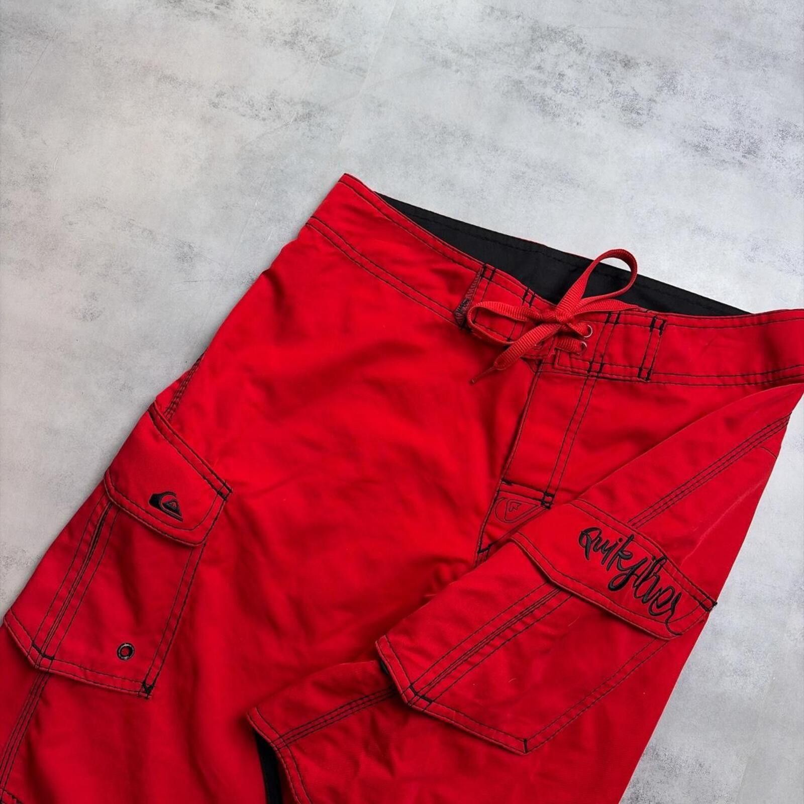Quiksilver Y2K Red Quiksilver Surf Grunge Baggy Board Shorts Size US 30 / EU 46 - 2 Thumbnail