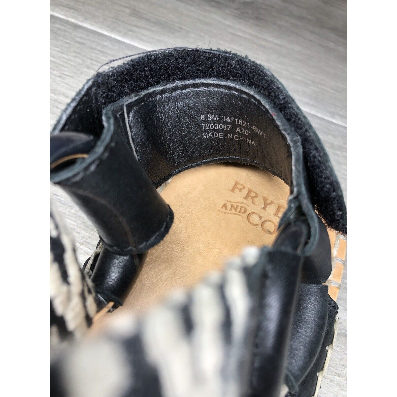 Frye Frye & Co Kole White Black Fabric Leather Espadrilles Sandal Size US 8.5 / IT 38.5 - 13 Thumbnail