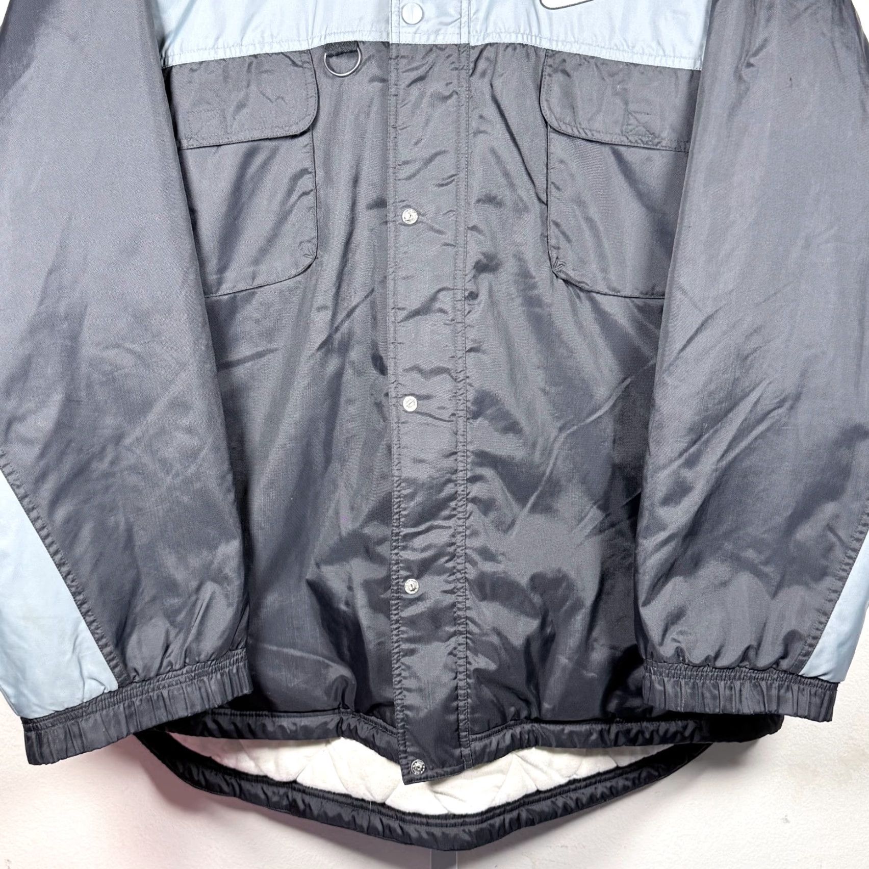 Nike VINTAGE Nike Puffer Jacket Gray Blue Spellout Logo Full Zip Coat Men 2XL 90s Logo Casual Travel Outdoors Mens Size US XXL / EU 58 / 5 - 7 Thumbnail