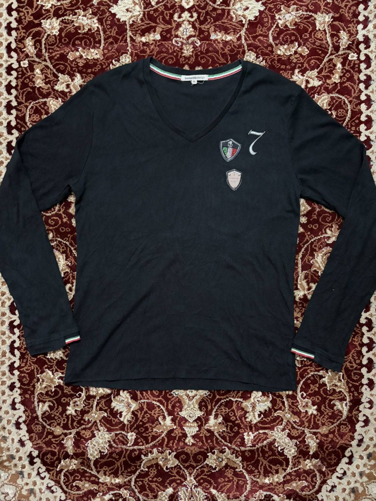 semanticdesign V-Neck Y2K Punk Style Italia Long Sleeve Tee Shirt Size US M / EU 48-50 / 2 - 1 Thumbnail