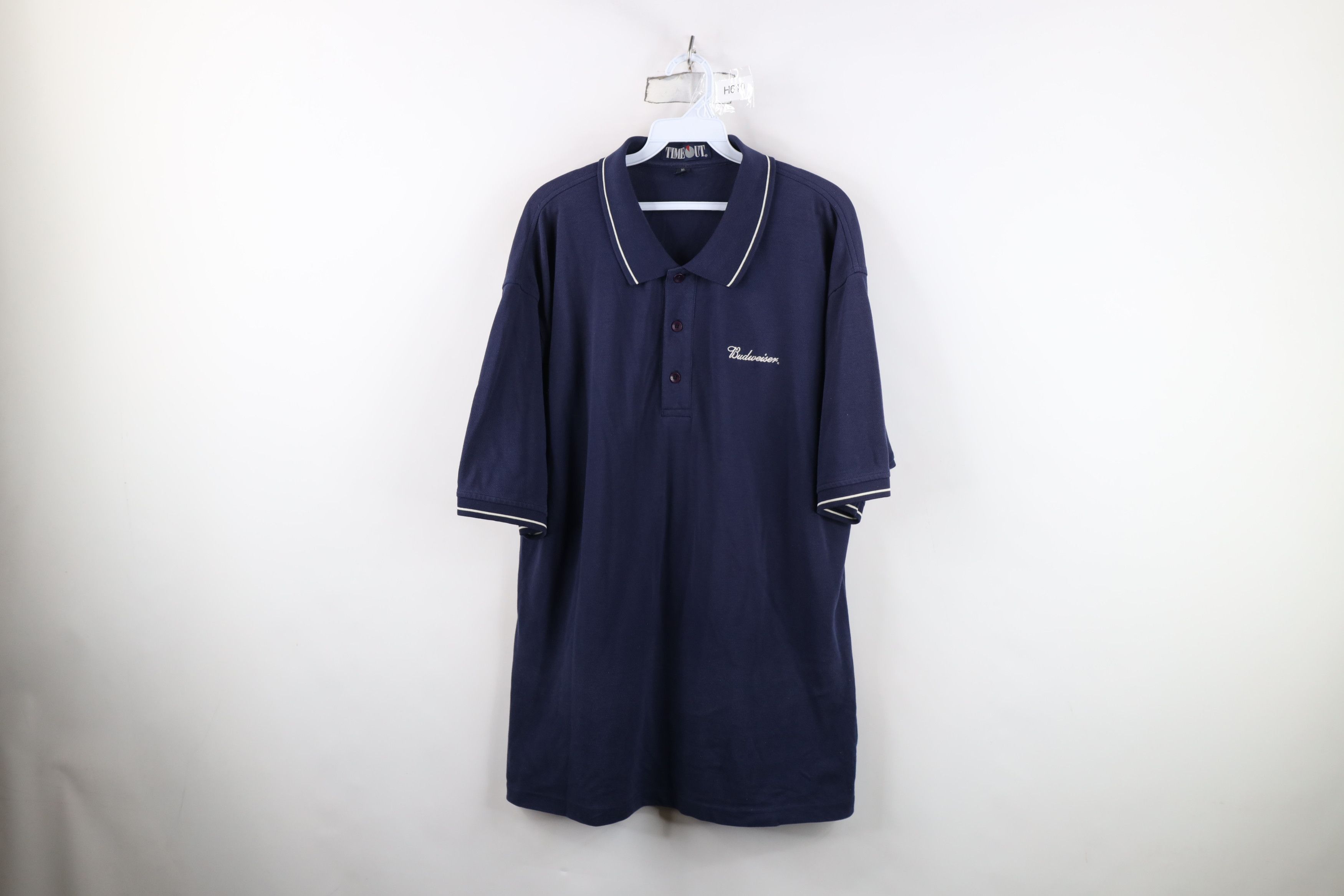Vintage Vintage 90s Budweiser Beer Collared Golf Polo Shirt Blue Size US XL / EU 56 / 4 - 1 Thumbnail