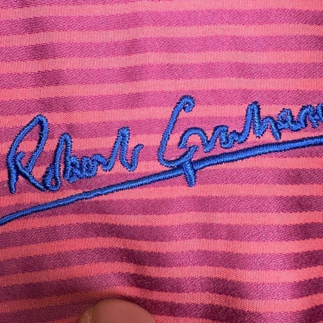 Robert Graham Robert Graham Dress Shirt Mens 16-41 Pink Purple Striped Flip Cuff Barrel Cuff Long Sleeve Cotton Casual Formal Preppy Mens Regular Size L Size 42R - 4 Thumbnail