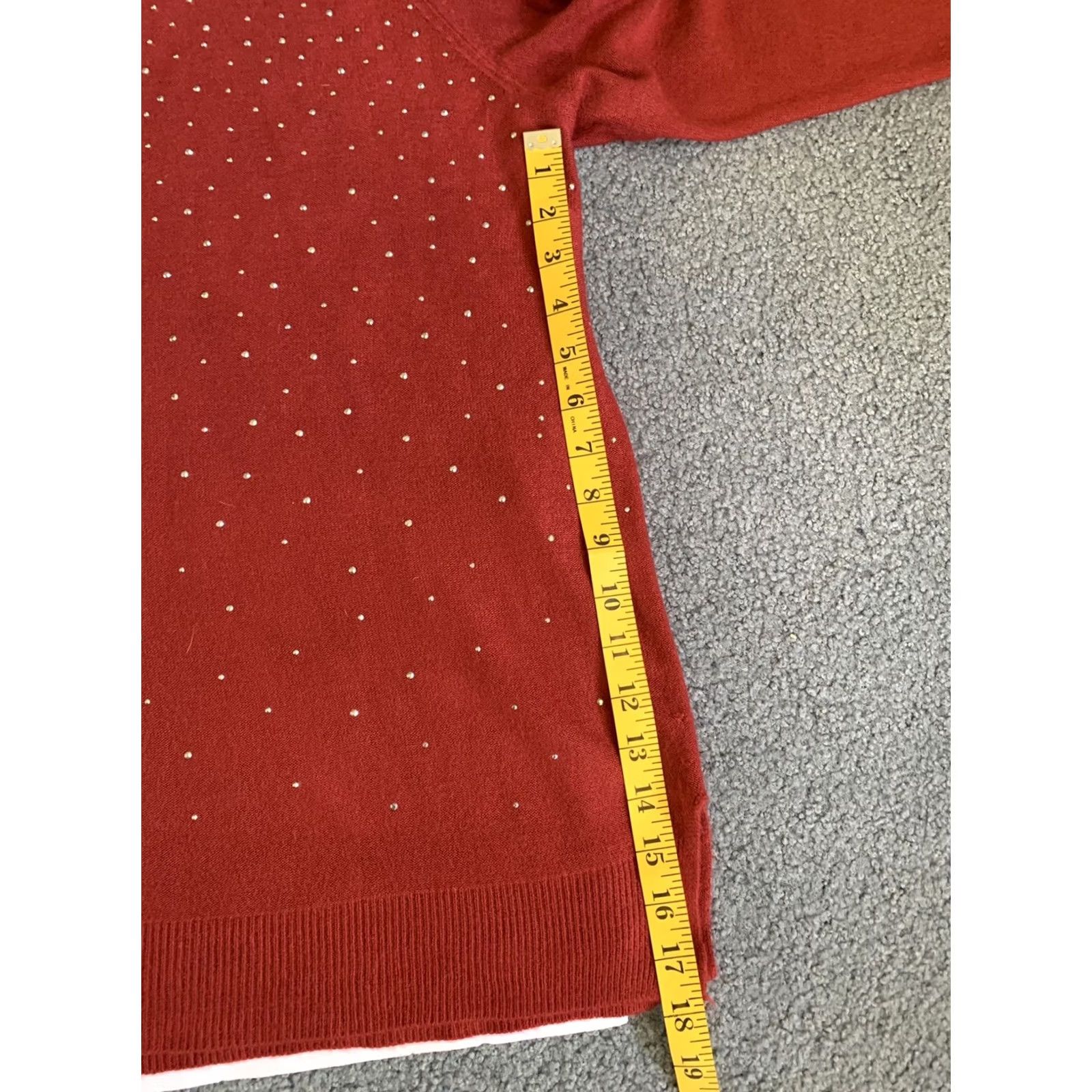 Apt. 9 Apt 9 Womens Tunic Sweater Round Neck Burgundy Studded 1X Long Sleeve Lightweight Knit Pullover Women Winter Style Mens Womens Girls Size XL / US 12-14 / IT 48-50 - 7 Thumbnail