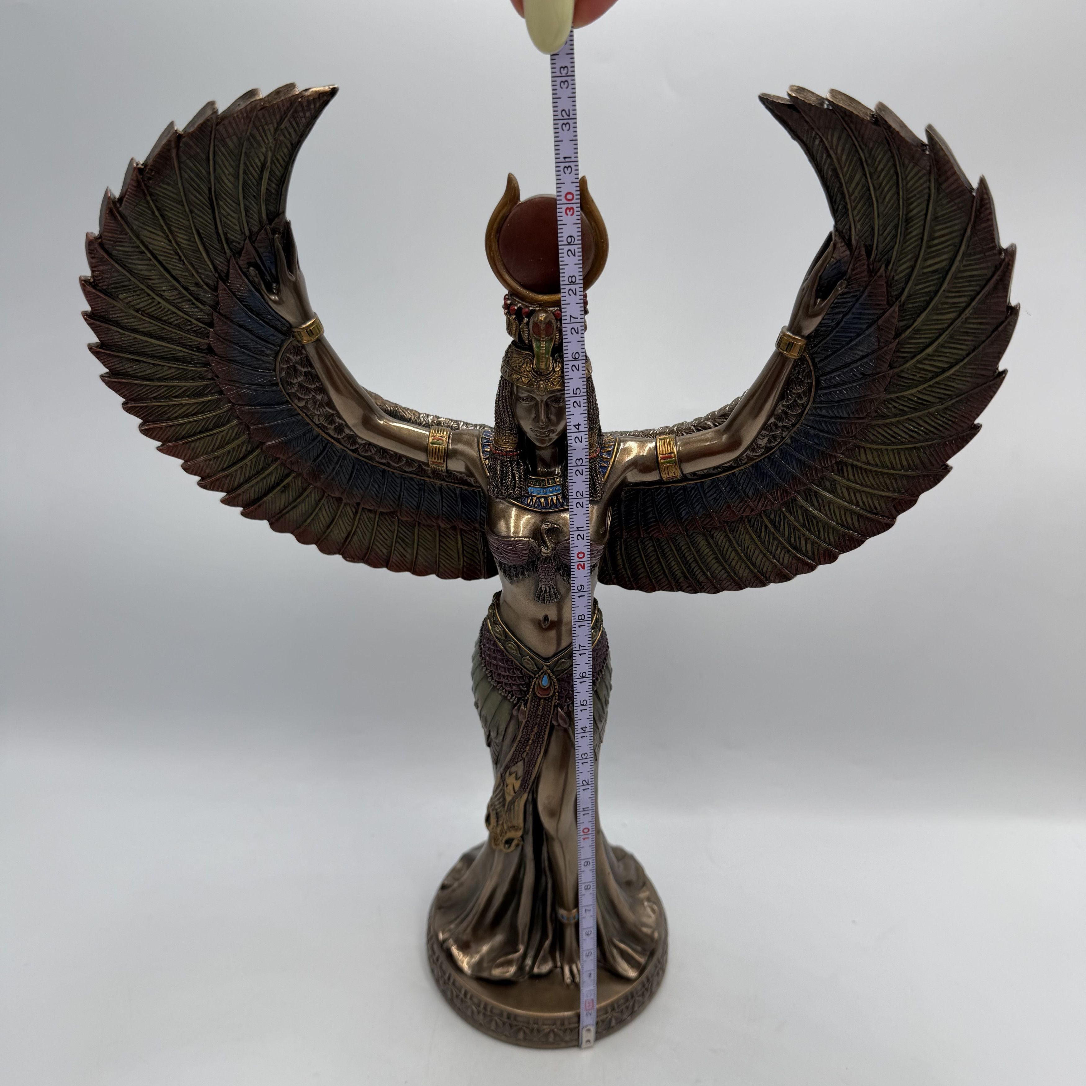 Vintage Isis Goddess Statue Bronze Finish Egyptian Winged Figurine Size ONE SIZE - 3 Thumbnail