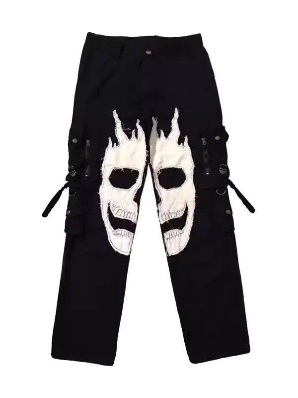 VIBE Retro black reset stitching skull workwear casual trousers Size US 32 / EU 48 - 5 Thumbnail