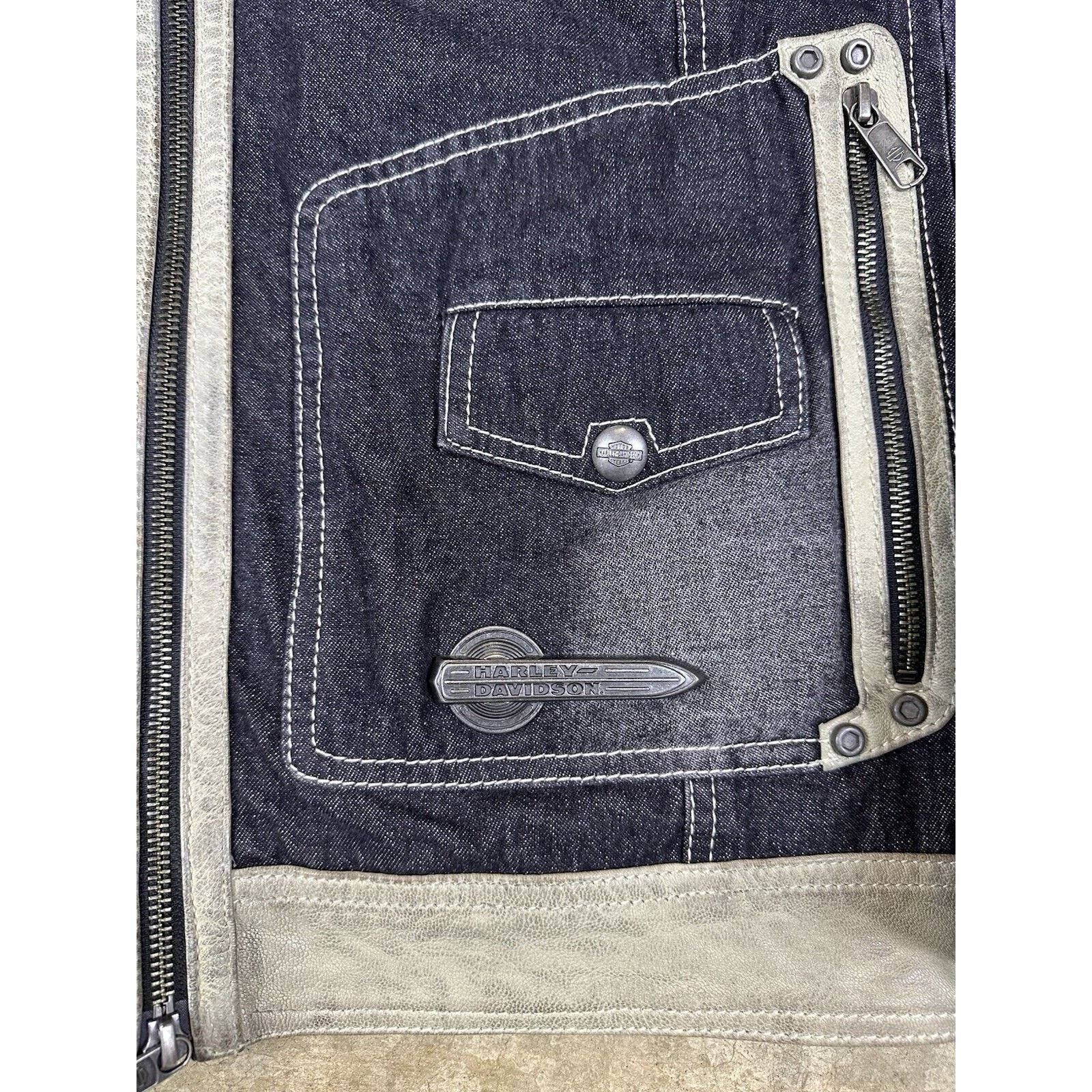 Harley Davidson Vintage Harley Davidson Leather Denim Jacket Size US XL / EU 56 / 4 - 2 Thumbnail