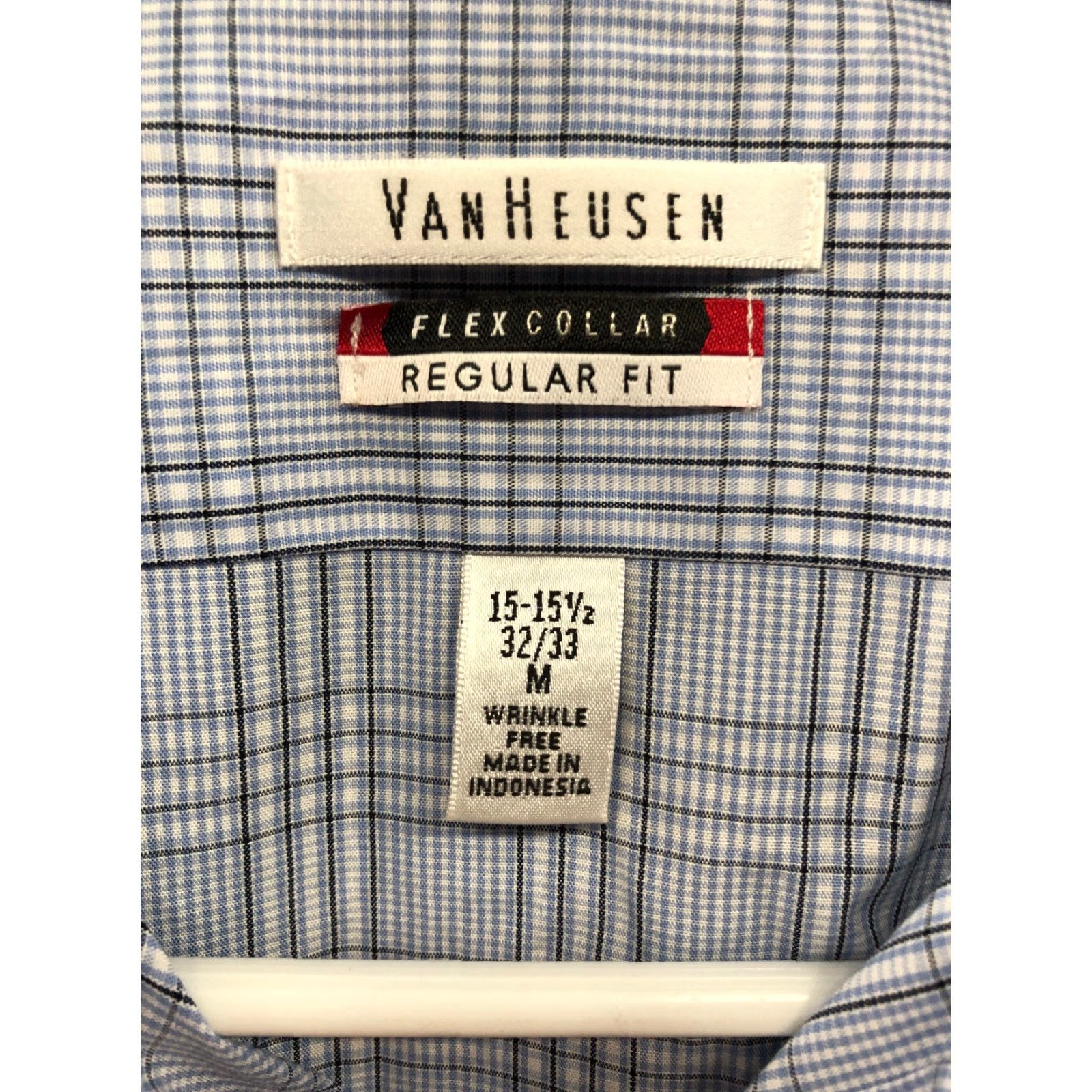 Van Heusen Van Heusen Shirt Mens Blue Plaid Long Sleeve Spread Collar Size M Regular Fit Size US M / EU 48-50 / 2 - 6 Thumbnail