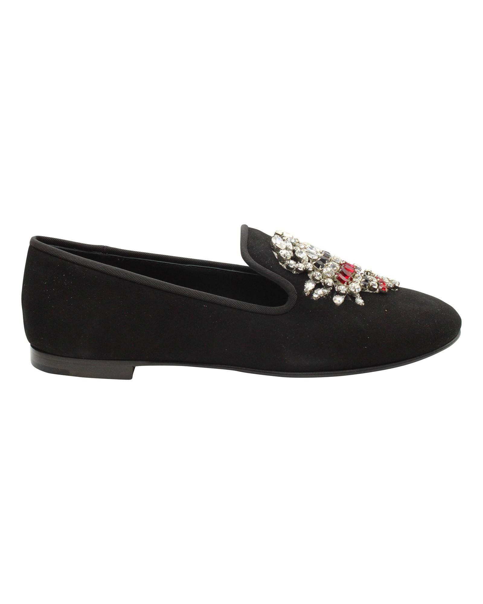 image of Giuseppe Zanotti Embellished Scorpion Loafers In Black Suede, Women's (Size 5)