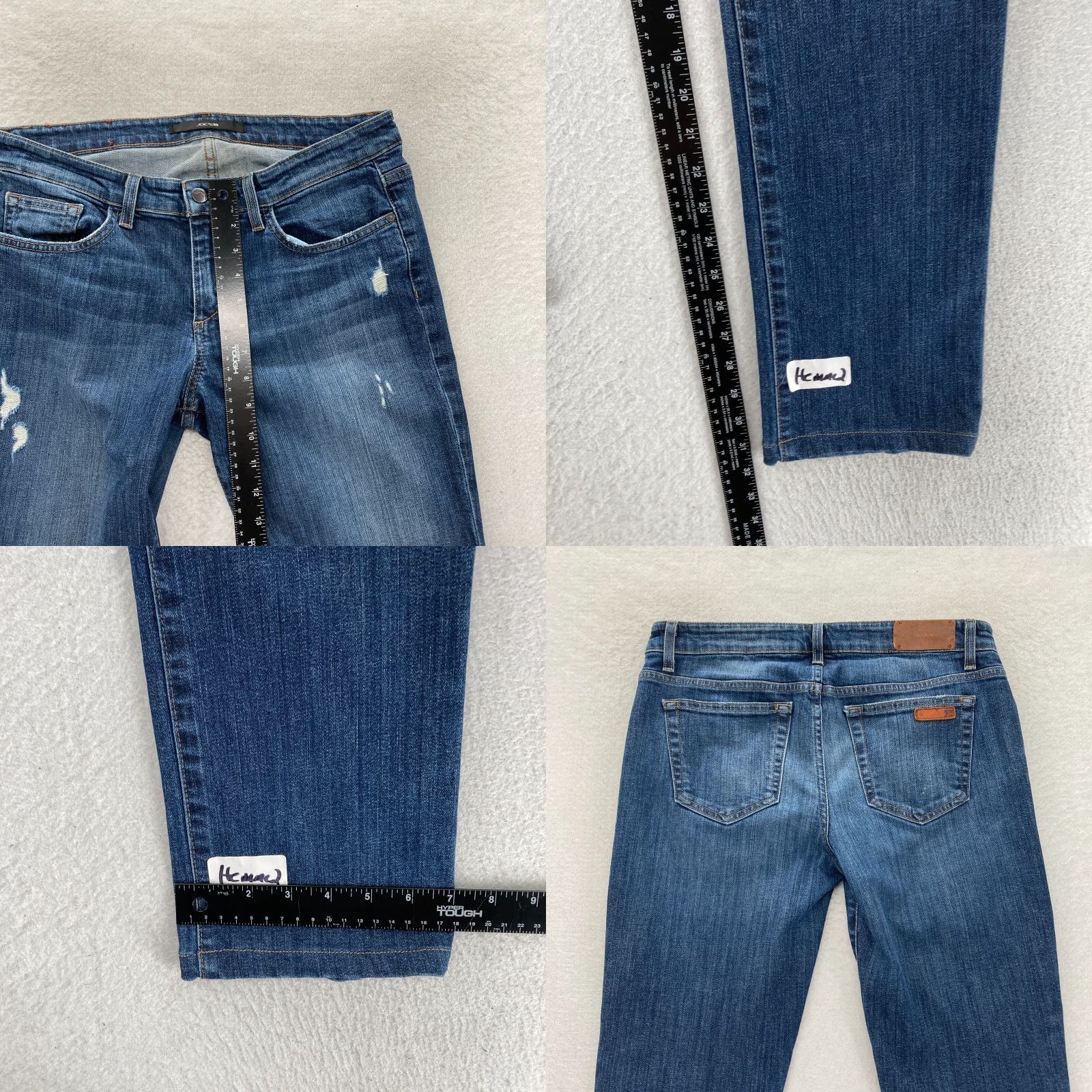Vintage Joe's Jeans Women's 28 Slim Fit Straight Leg Dark Blue Stretch Denim Distressed Jeans Size 24" / US 00 / IT 34 - 8 Thumbnail