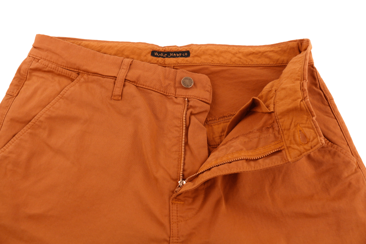 Nudie Jeans KHAKI SLIM W33/L32 Organic Warm Orange Zip Chino 81935 Size US 33 - 4 Thumbnail