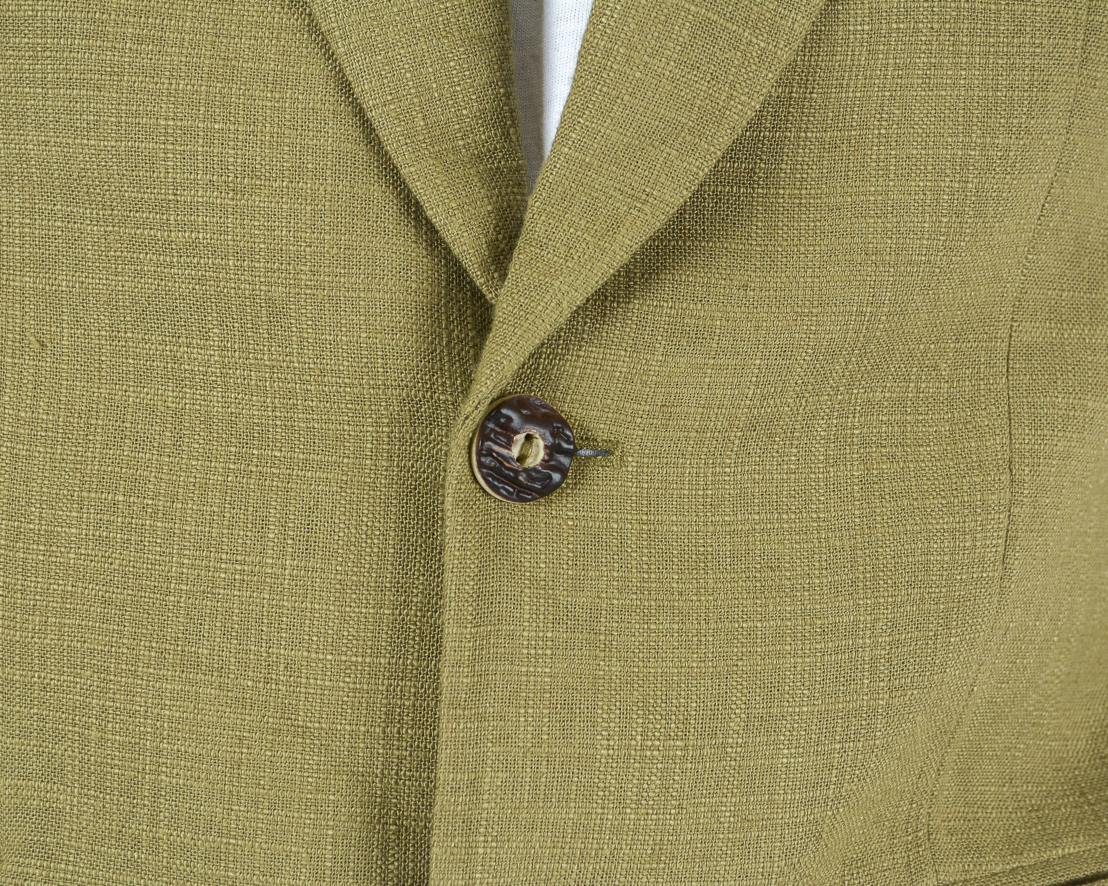 Vintage W19 Walbusch Trachten L Blazer Linen Jacket Coat Oktoberfest Size 44S - 4 Thumbnail