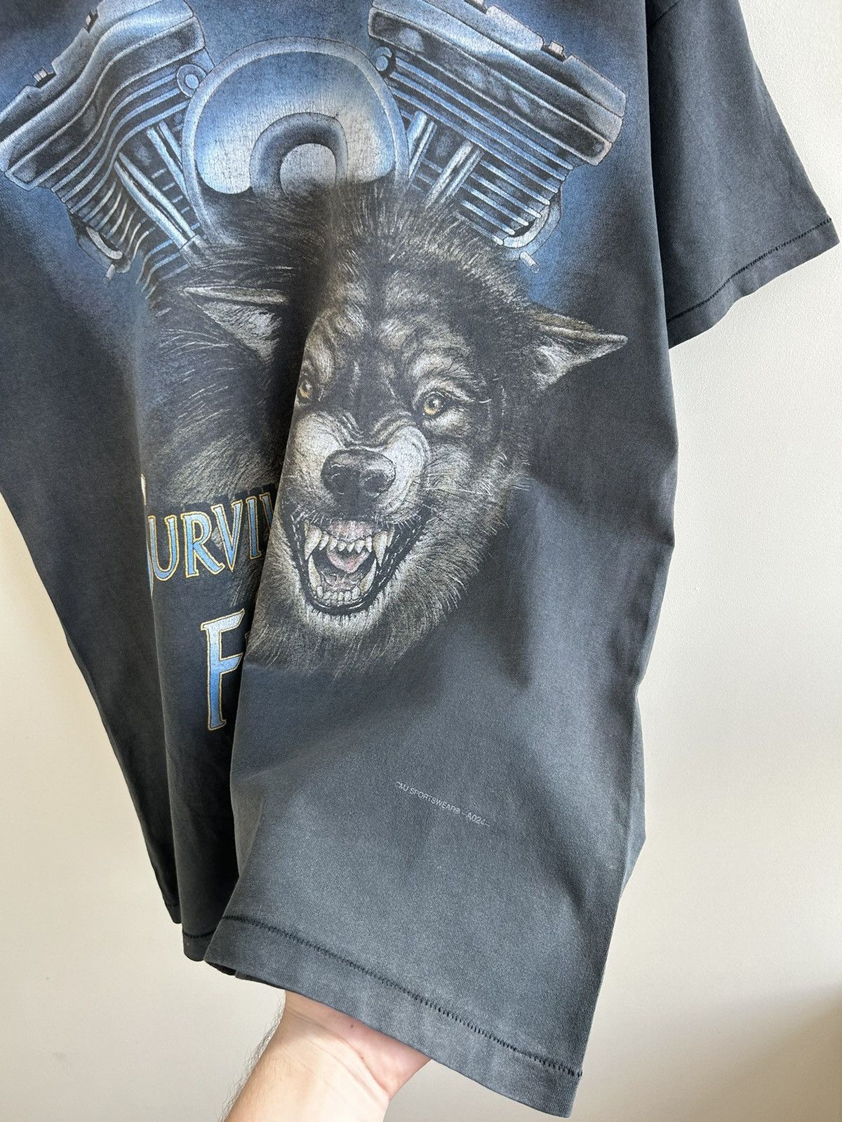 Harley Davidson Vintage Animal Tee Wolf Motor Faded T-Shirt Moto Y2K Size US XL / EU 56 / 4 - 6 Thumbnail