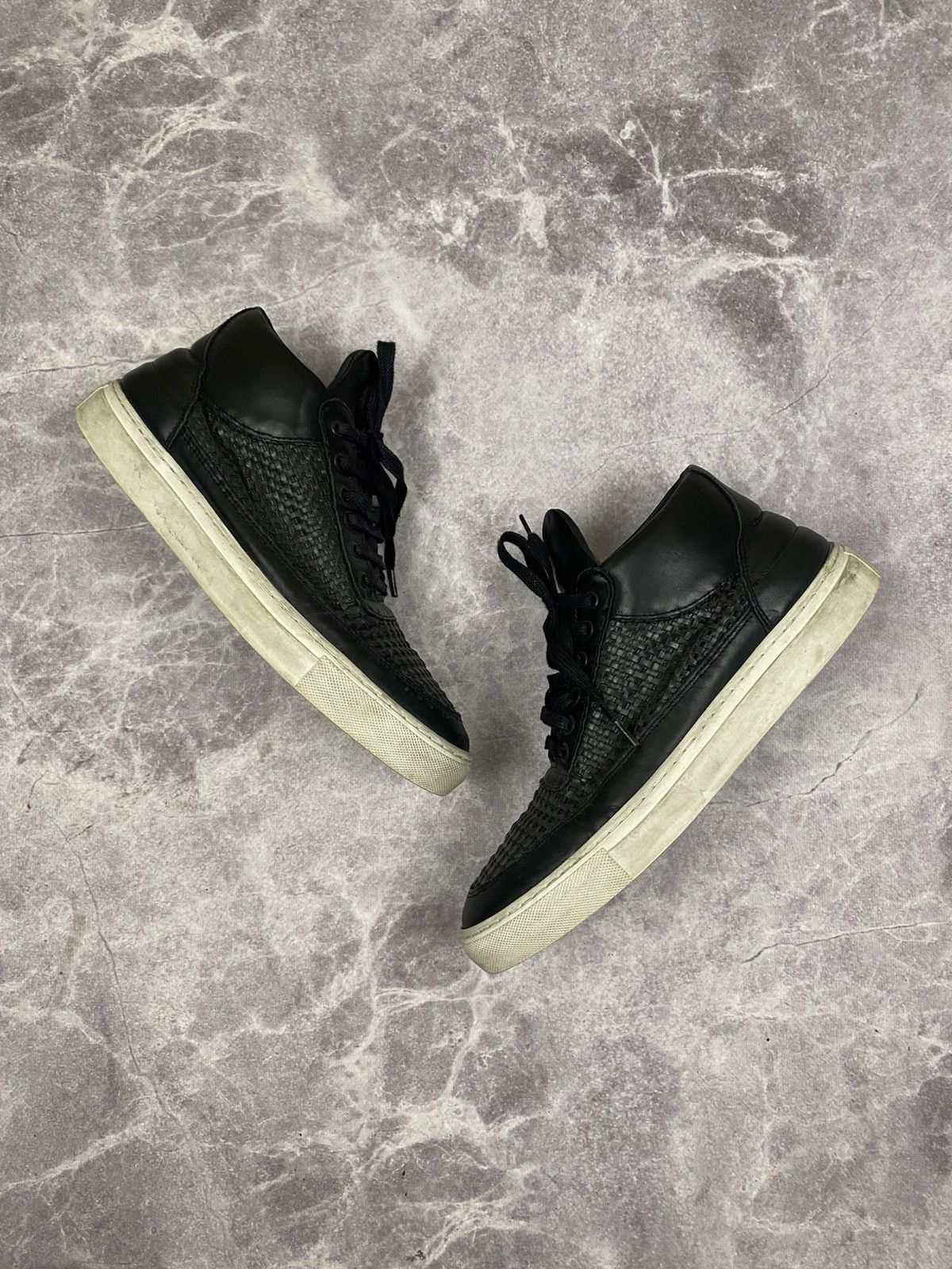 Filling Pieces Filling Pieces Dark Blue Braided Leather Low Top Sneakers 42 Size US 9 / EU 42 - 1 Thumbnail