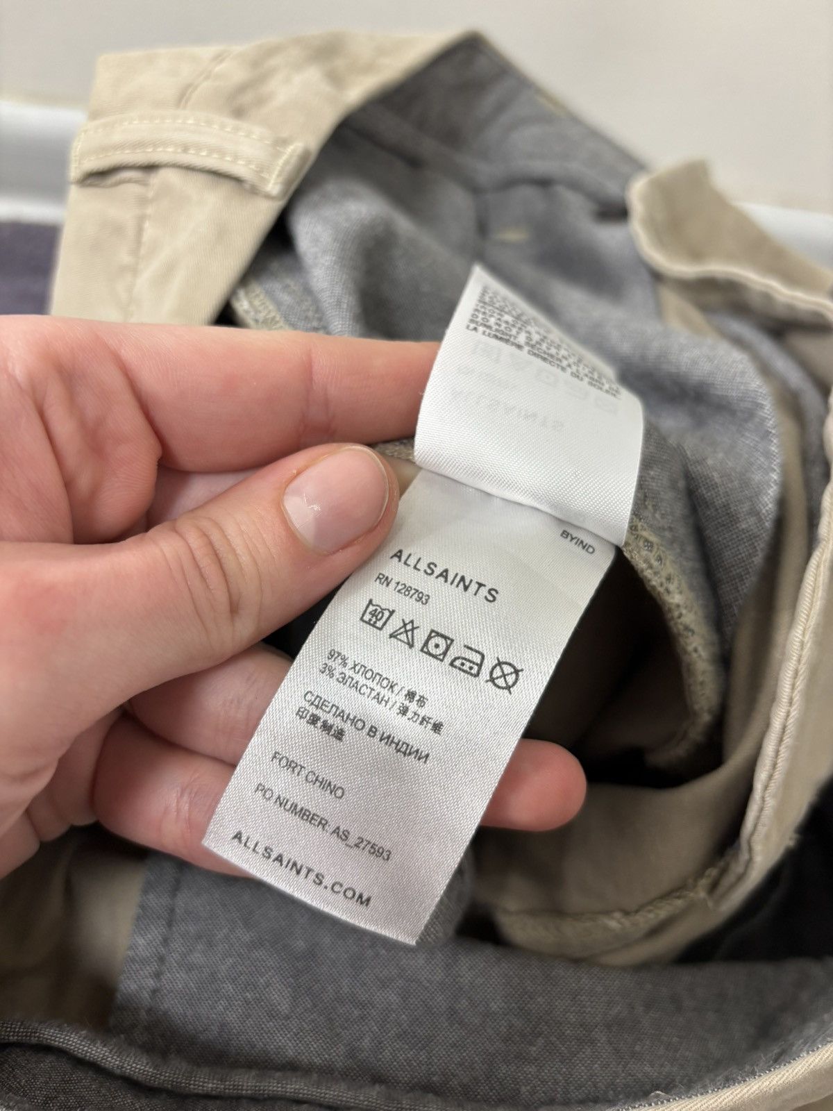 Allsaints AllSaints Men’s Slim Straight Cotton Stretch Chino Pants Size US 30 / EU 46 - 12 Thumbnail