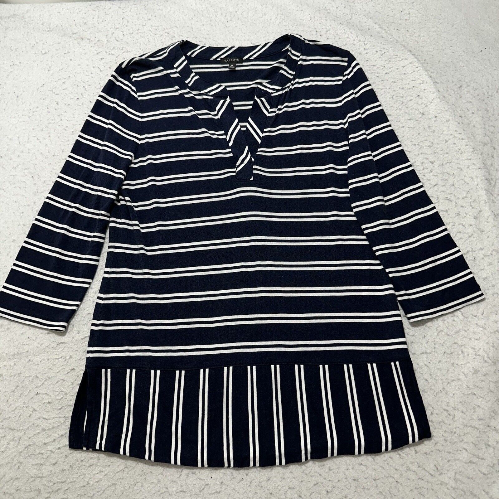 Other Talbots Medium V-Neck Pullover Top Navy Blue Striped Shirt Size M / US 6-8 / IT 42-44 - 1 Thumbnail