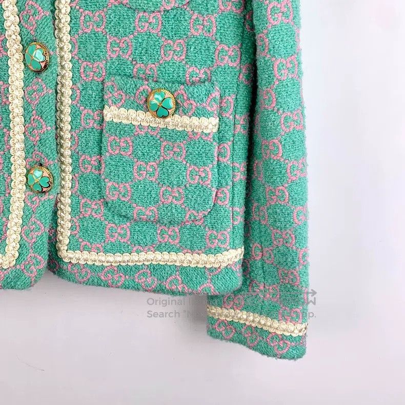Gucci Gucci Green logo jacquard full-print cotton round-neck sin Size XS / US 0-2 / IT 36-38 - 4 Thumbnail