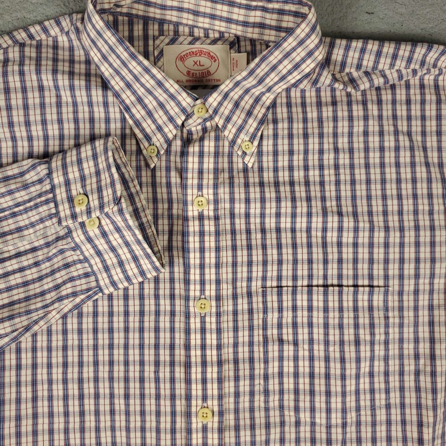 Brooks Brothers Brooks Brothers Shirt Mens XL Blue Plaid Button-Up Long Sleeve Regular Fit Casual Standard Collar Down Size US XL / EU 56 / 4 - 2 Thumbnail