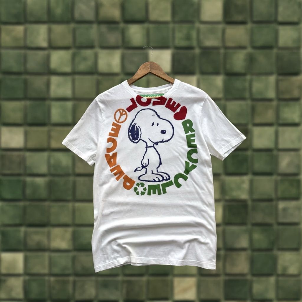 United Colors Of Benetton United Colors Of Benetton Peanuts Snoopy Love Recycle Peace T-Shirt M Men White Size US M / EU 48-50 / 2 - 1 Thumbnail